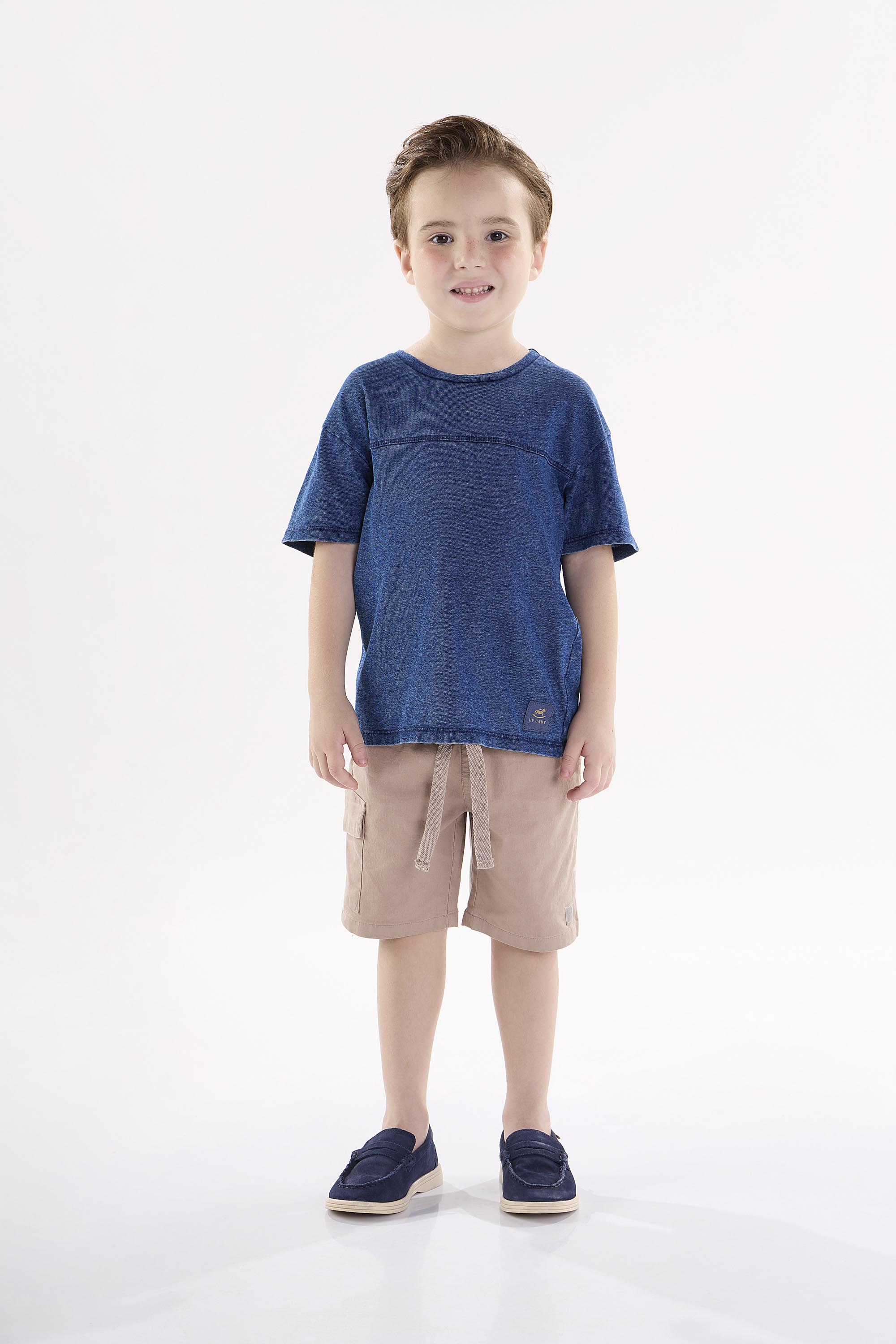 Camiseta Infantil para Meninos em Meia Malha Índigo (Azul Marinho) Up Baby
