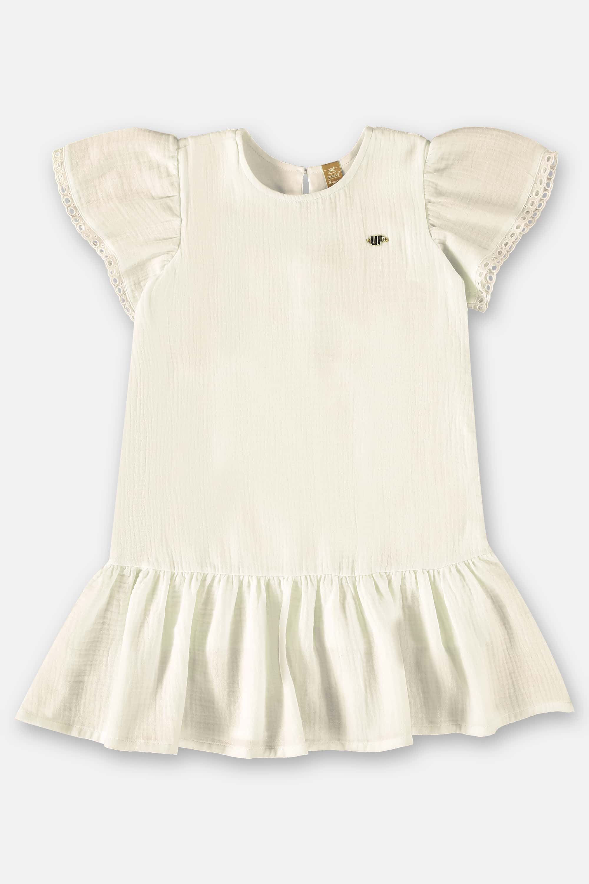 Vestido Infantil de Manga Curta em Laise (Bege) Up Baby - Imagem 2