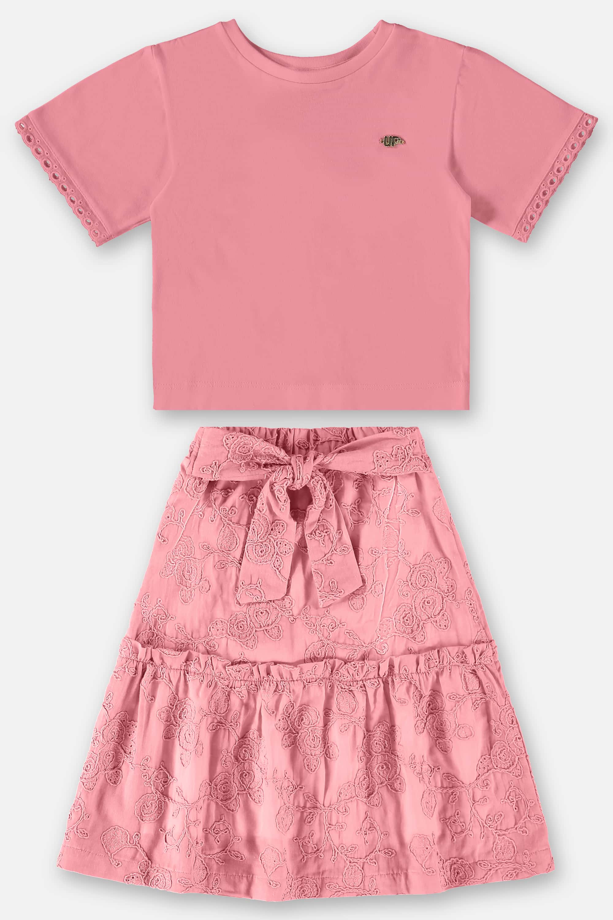 Conjunto Infantil para Menina com Blusa e Saia (Rosa) Up Baby - Imagem 2