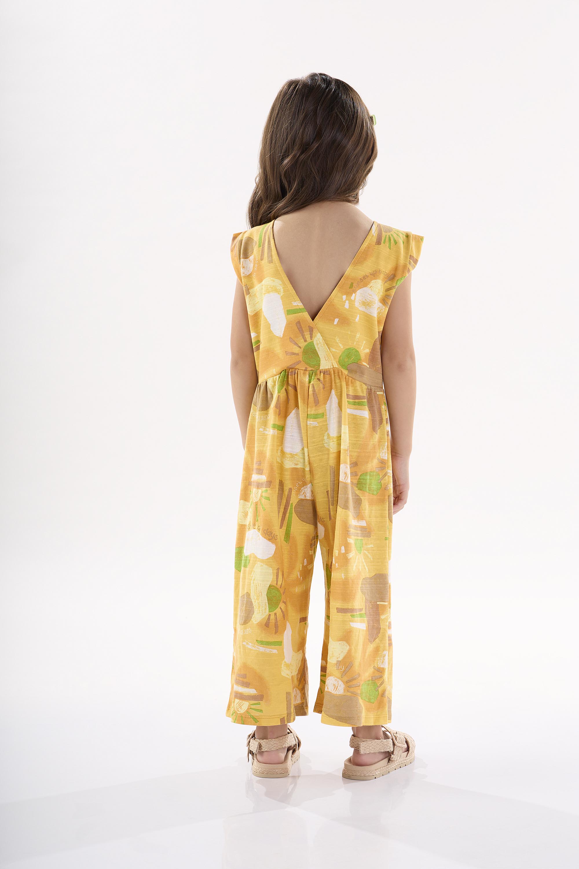 Macacão Infantil para Menina em Meia Malha Flamê (Amarelo) Up Baby - Imagem 3