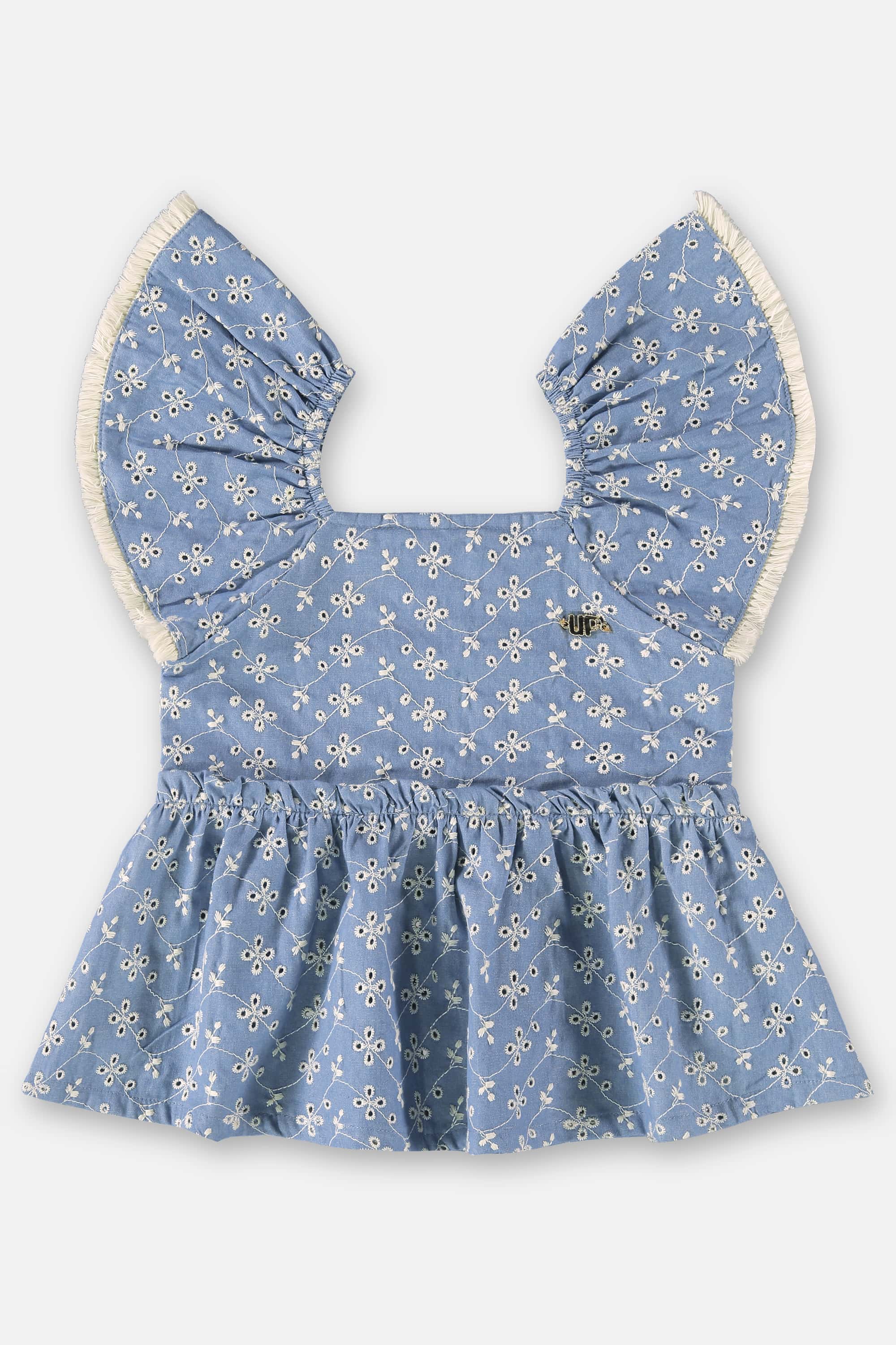 Bata Infantil em Laise para Menina (Azul) Up Baby - Imagem 2