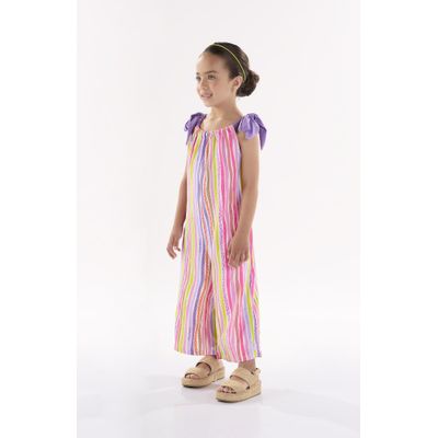 Macacão Infantil para Menina em Meia Malha (Multicolor) Up Baby
