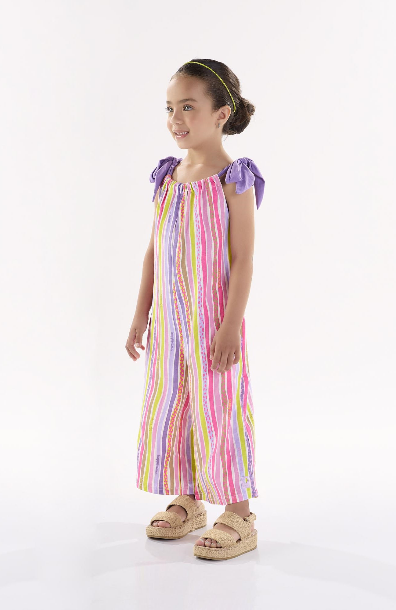 Macacão Infantil para Menina em Meia Malha (Multicolor) Up Baby