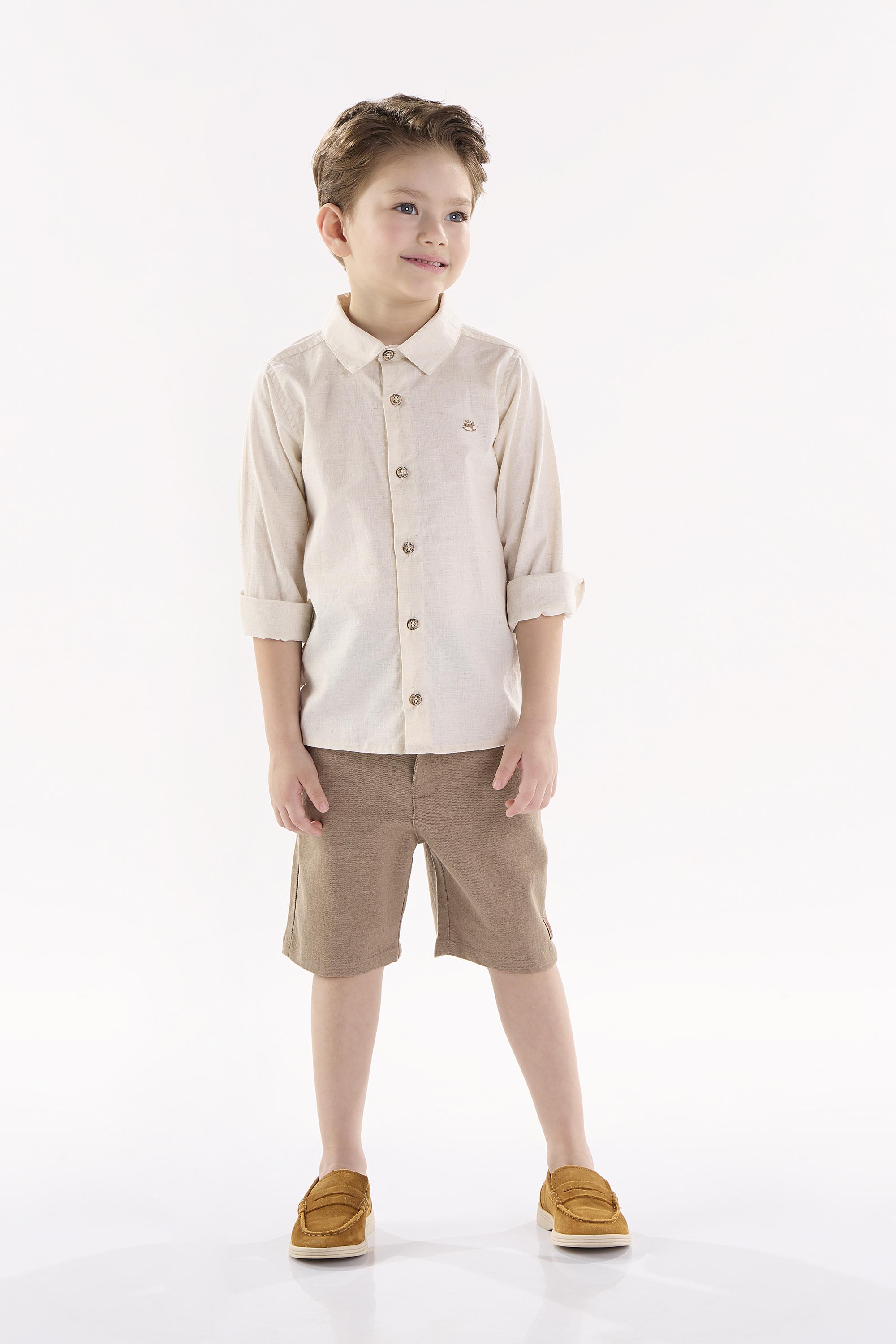 Camiseta Manga Longa Infantil para Menino (Off White) Up Baby