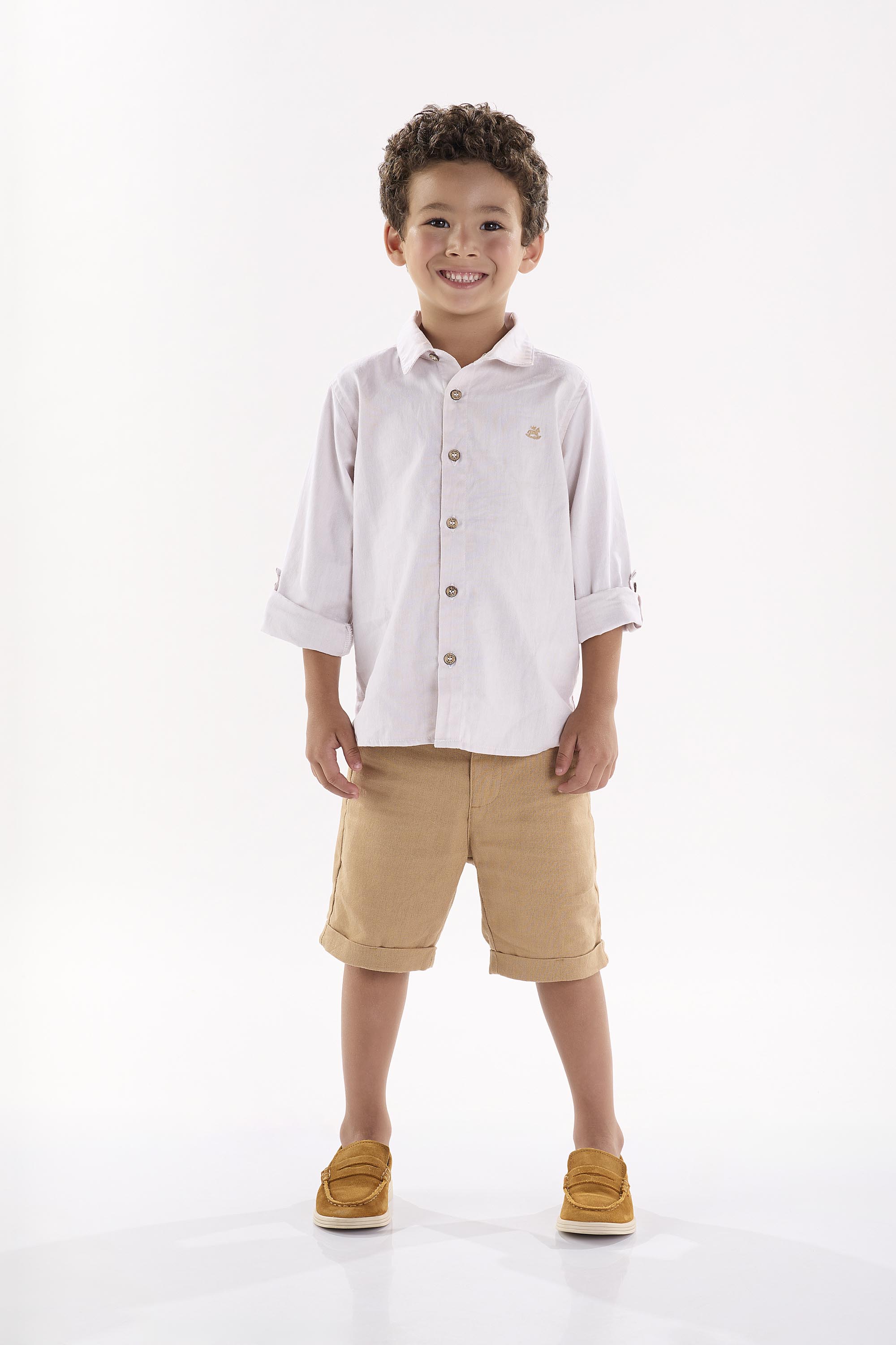 Camisa Manga Longa Infantil para Menino (Bege) Up Baby