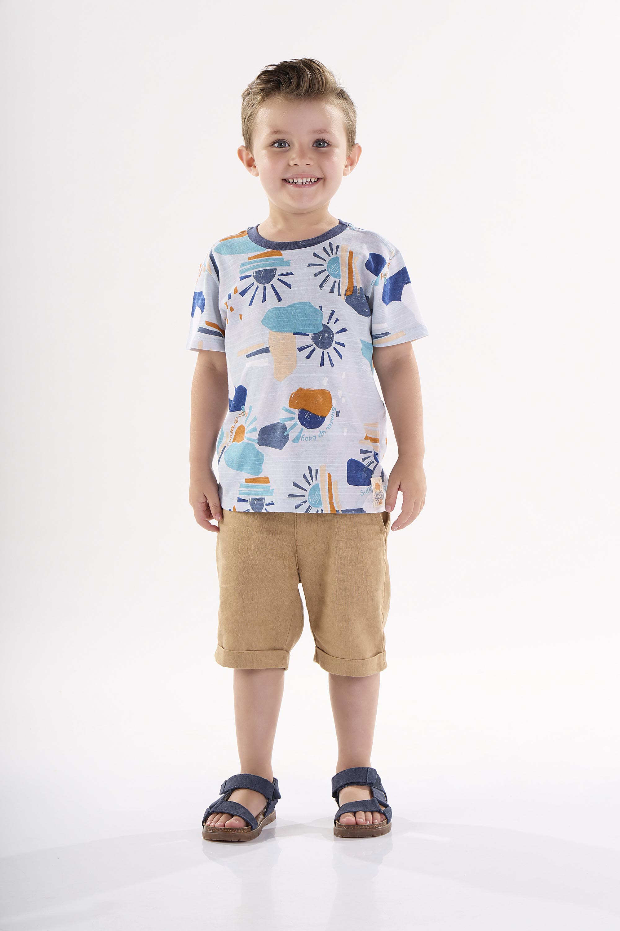 Camiseta Infantil para Menino em Meia Malha (Azul) Up Baby