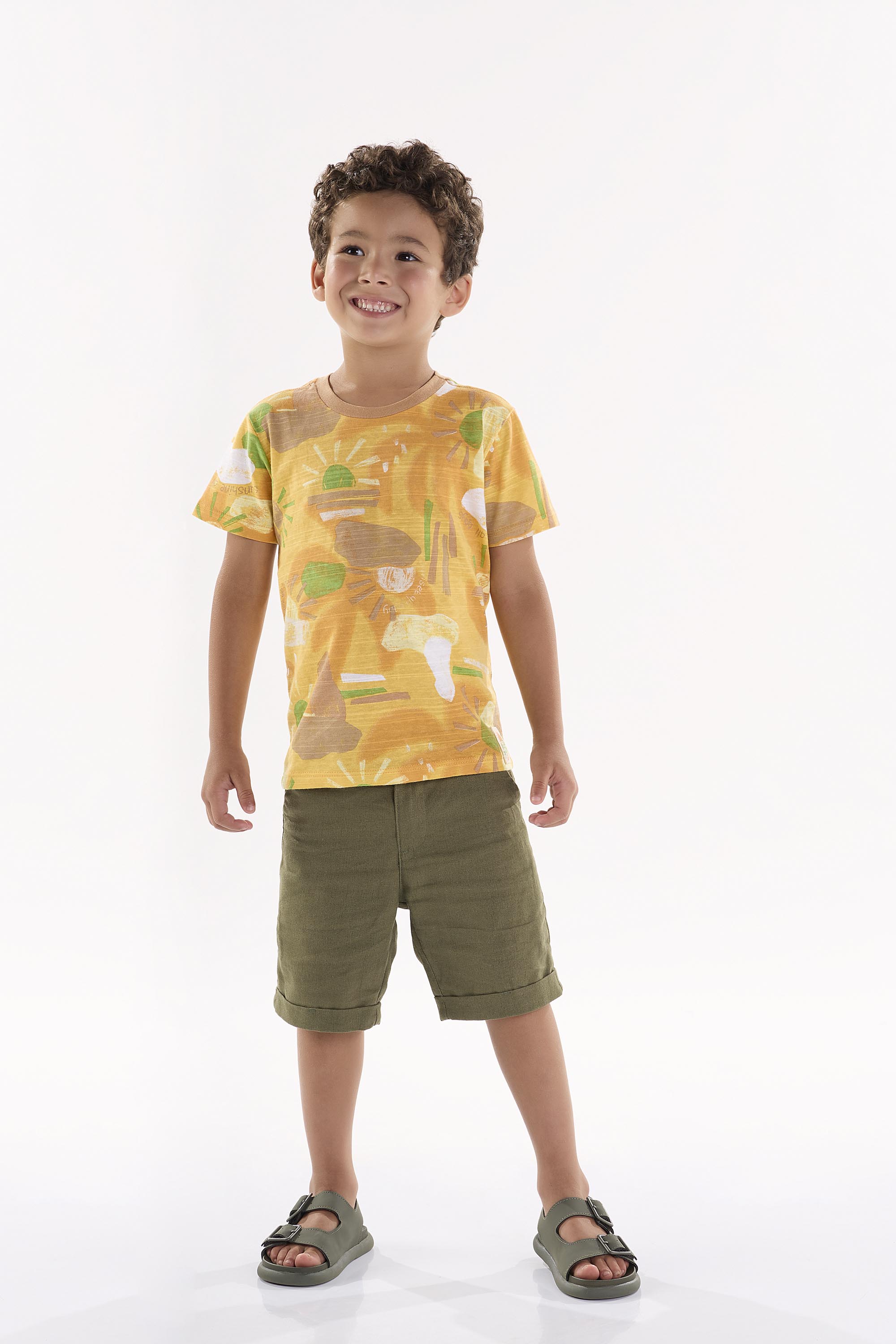 Camiseta Infantil para Menino em Meia Malha (Amarelo) Up Baby