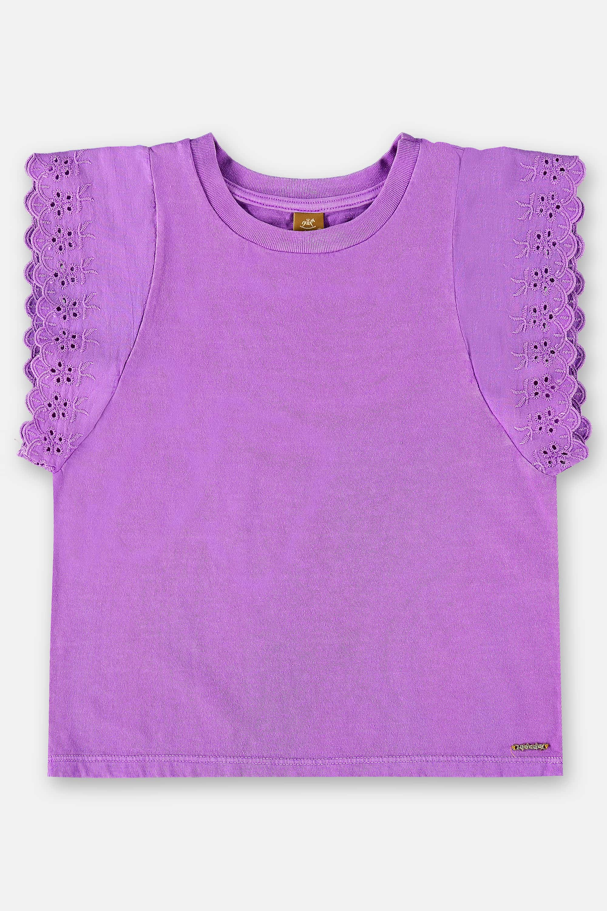 Blusa Manga Curta Básica Infantil (Roxo) Up Baby - Imagem 2