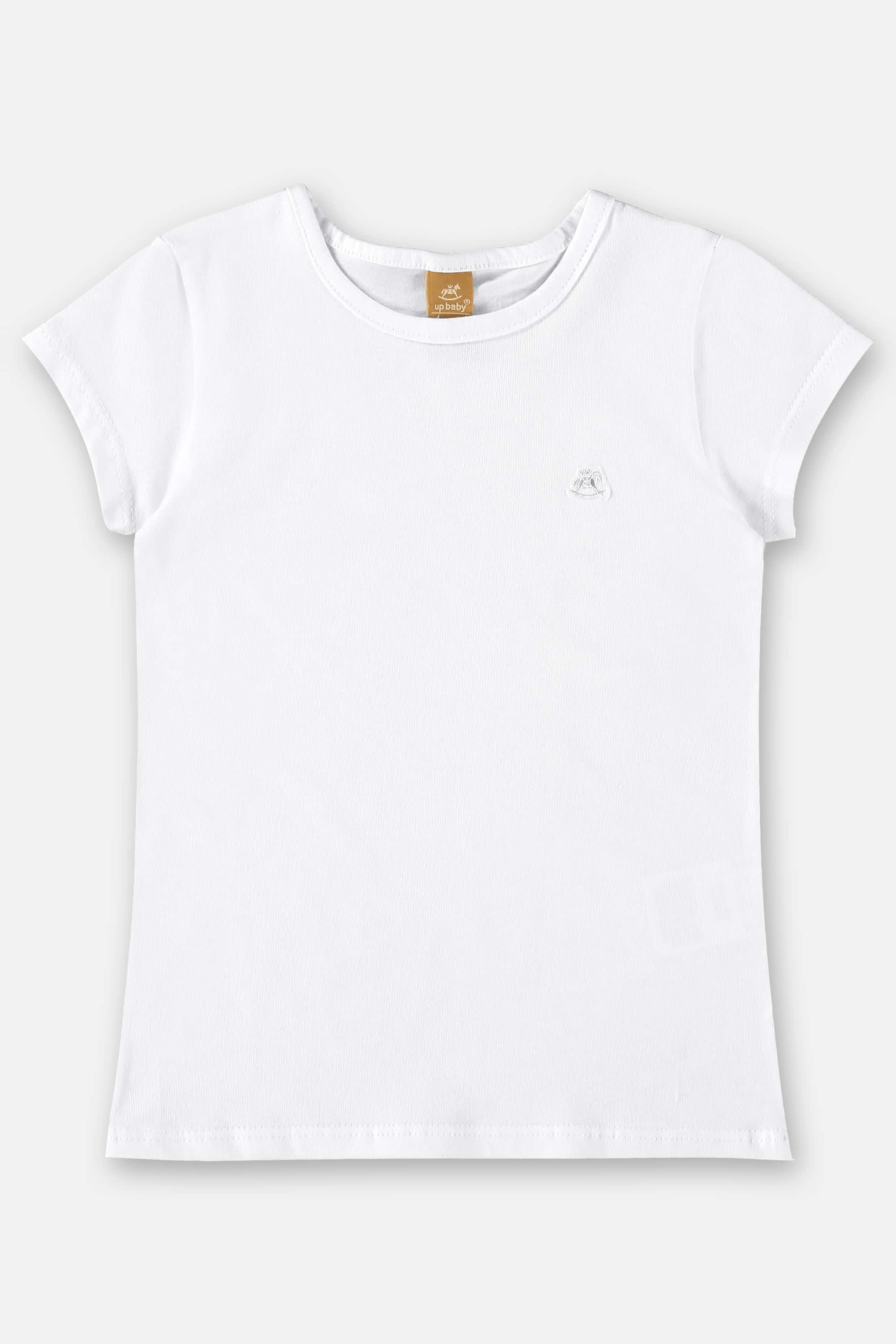 Blusa Infantil Manga Curta Básica em Cotton (Branco) Up Baby