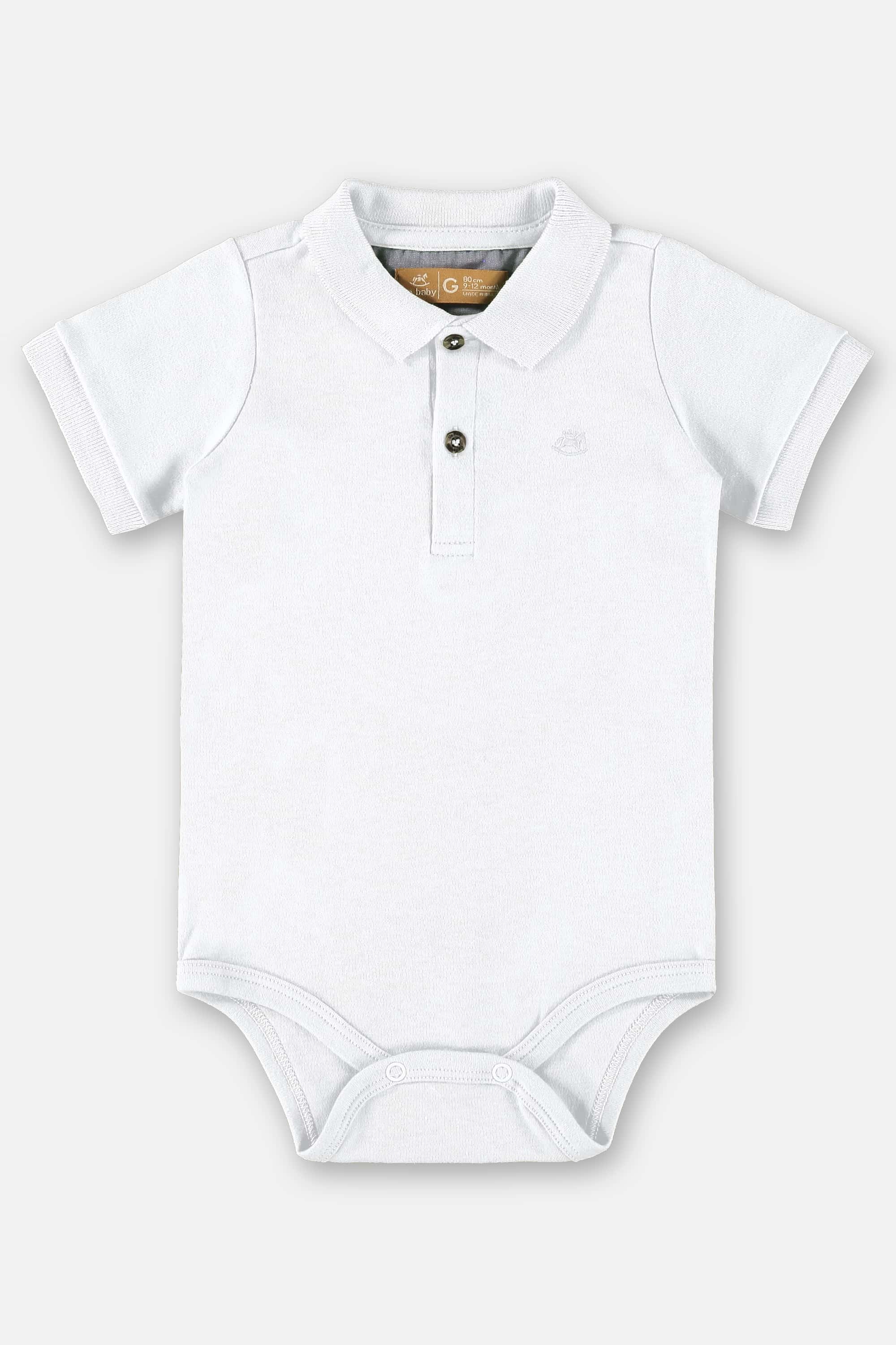 Body Polo em Suedine para Bebê Menino (Branco) Up Baby - Imagem 2