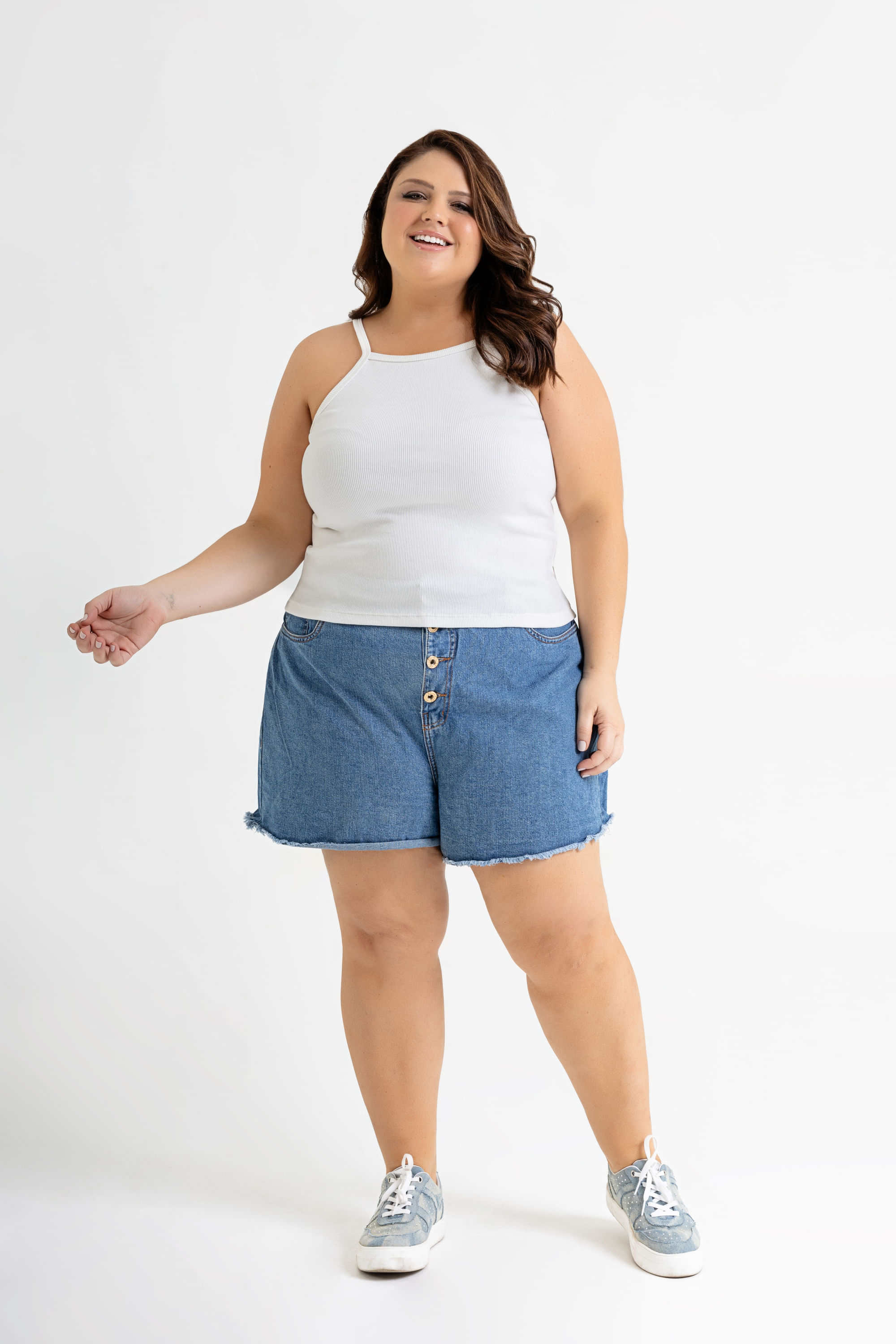 Regata Feminina Básica em Ribana (Off White) Just Basic - Imagem 2