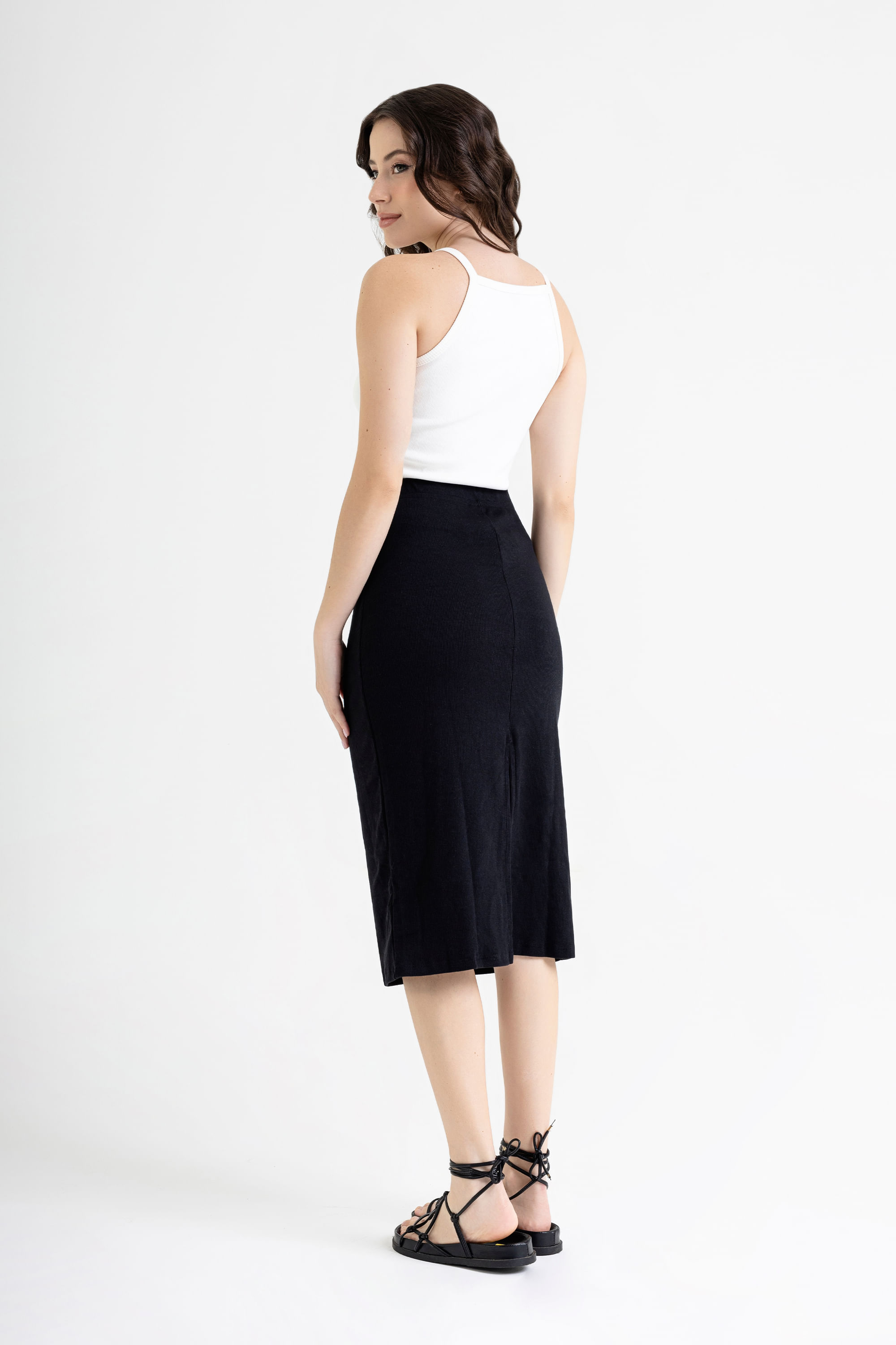 Regata Feminina Básica em Ribana (Off White) Just Basic - Imagem 3