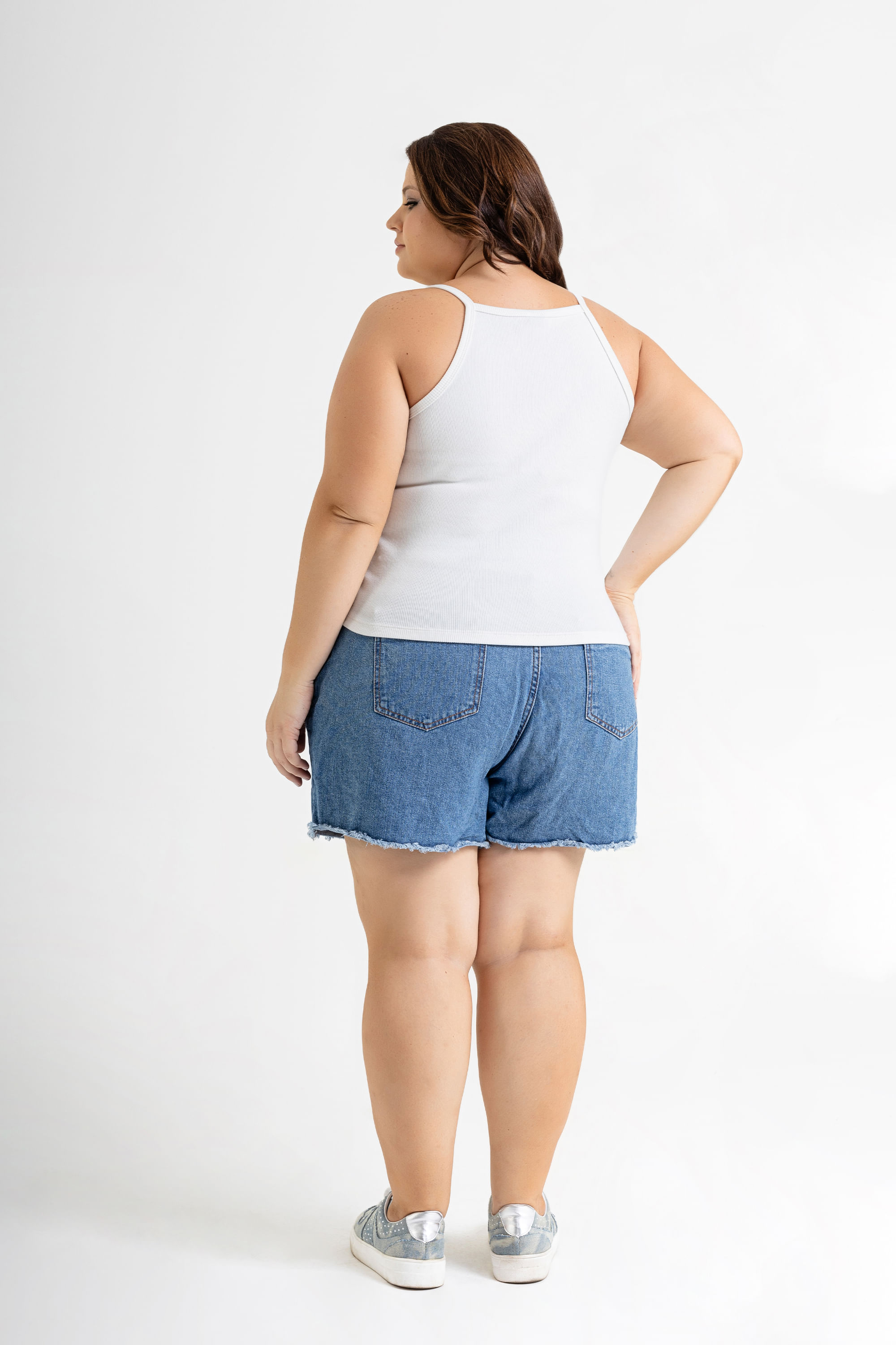 Regata Feminina Básica em Ribana (Off White) Just Basic - Imagem 4