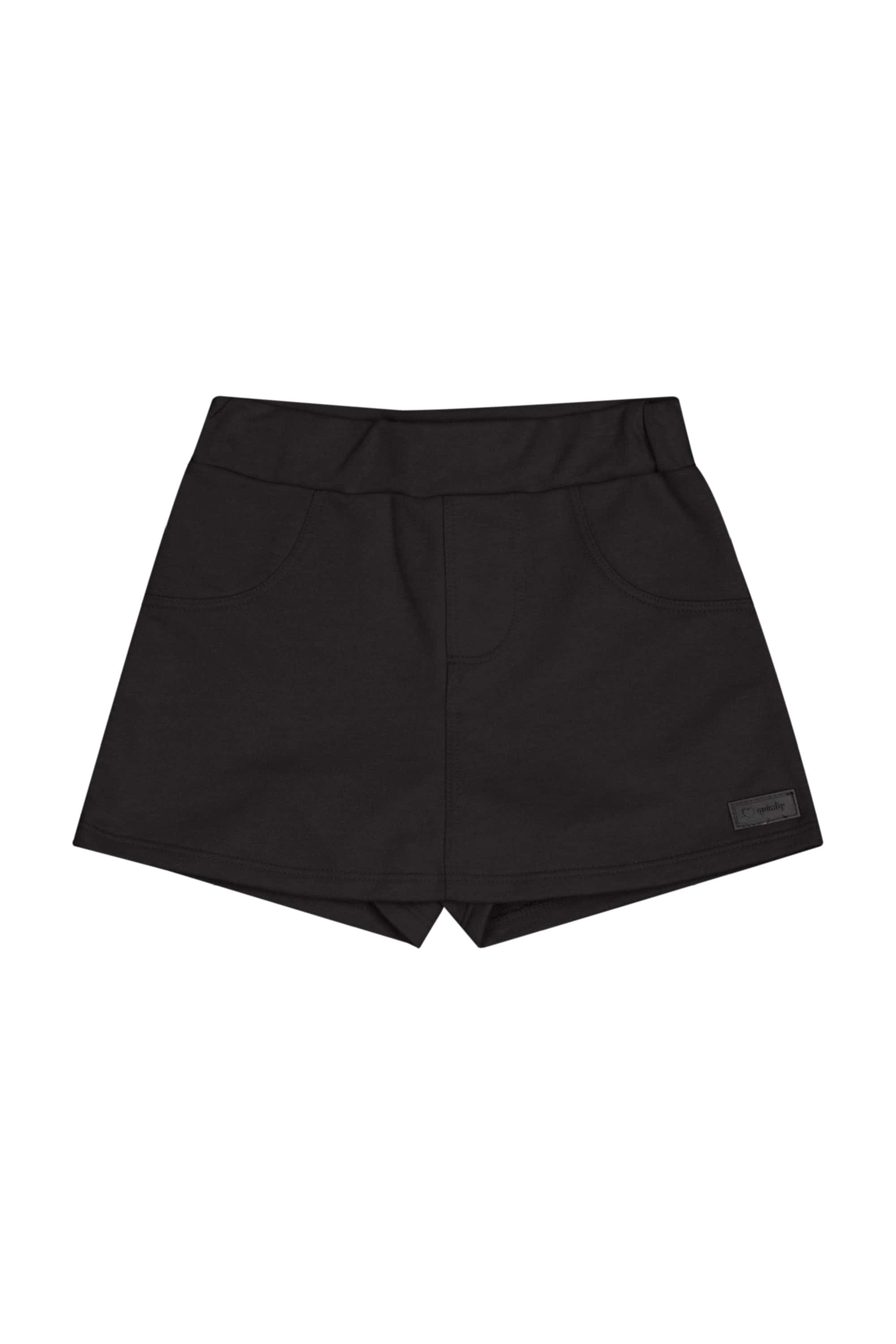 Short-Saia Infantil em Moletom para Menina (Preto) Quimby - Imagem 4