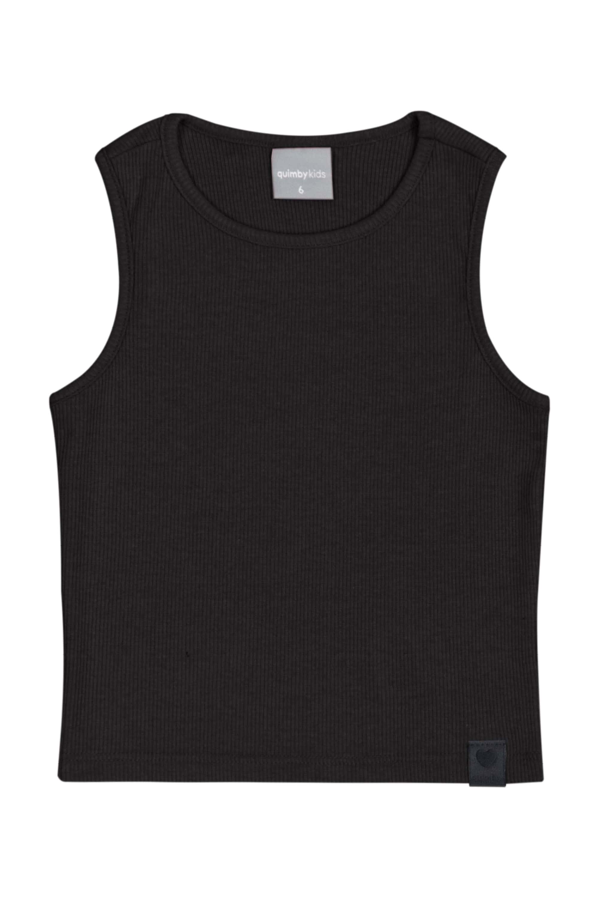 Cropped Básico Infantil em Ribana para Menina (Preto) Quimby - Imagem 7