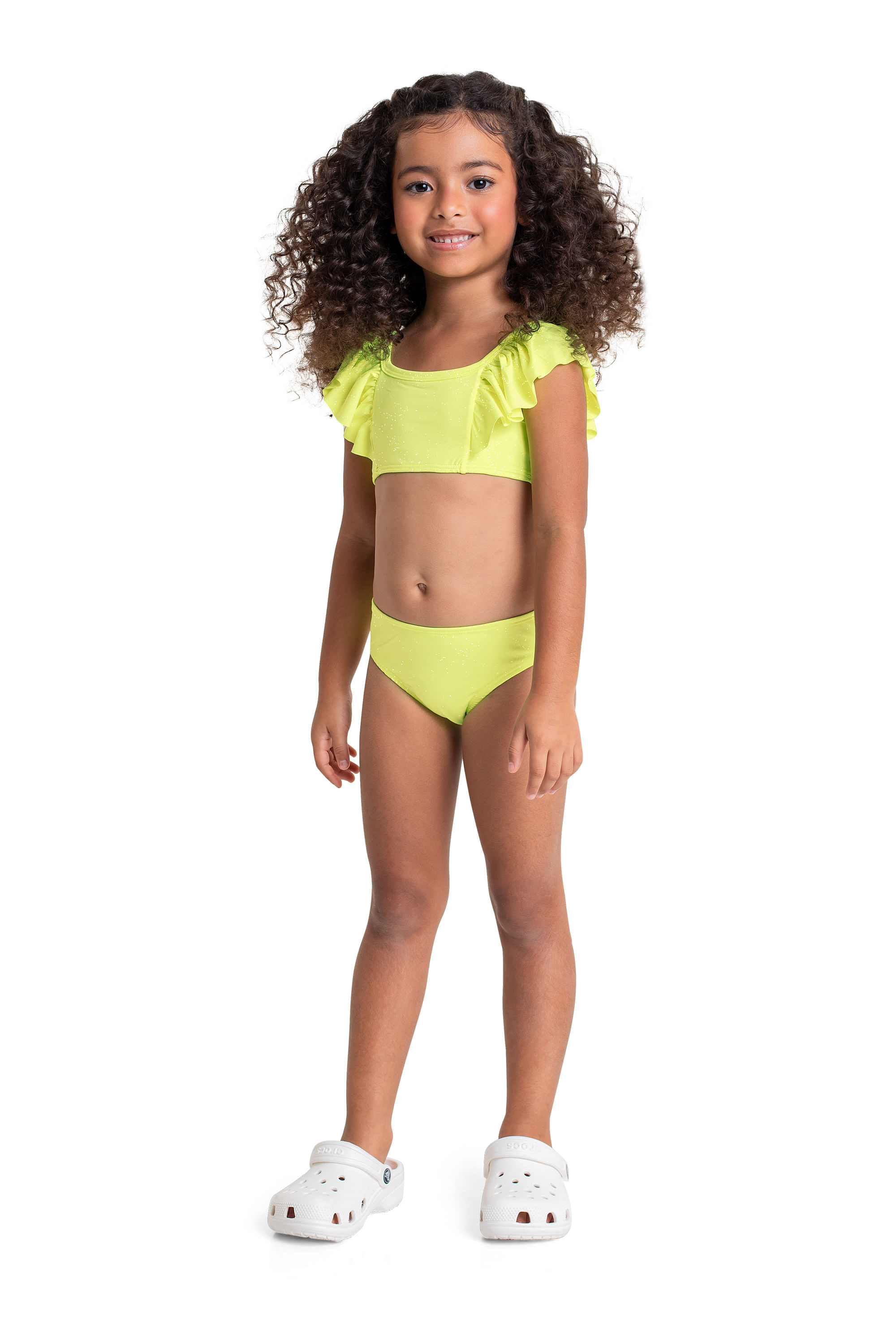 Biquíni Infantil FPS +50 com Glitter e Forro (Verde) Quimby