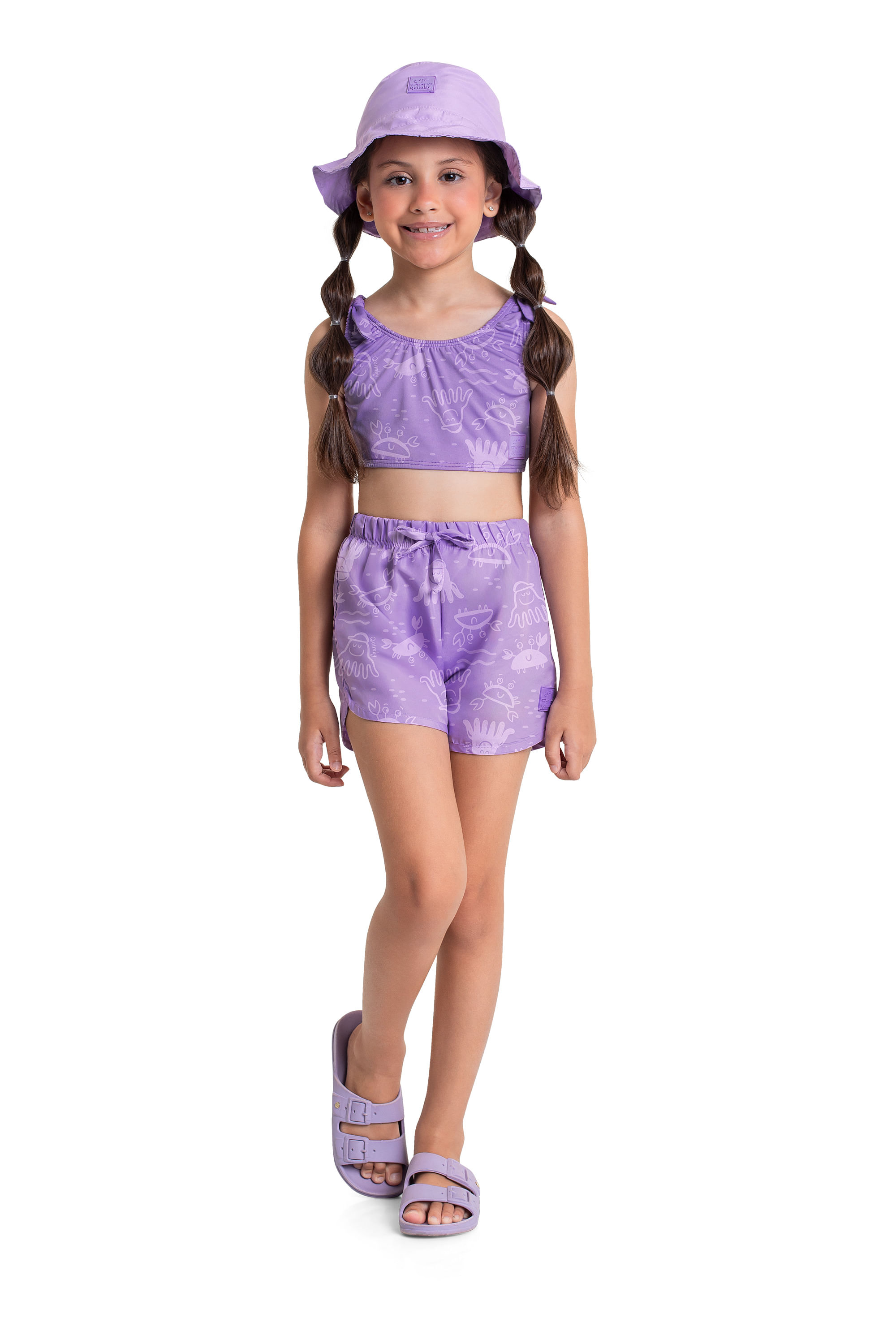 Bucket Infantil Unissex em Microfibra com Estampa Revela na Água (Roxo) Quimby - Imagem 3