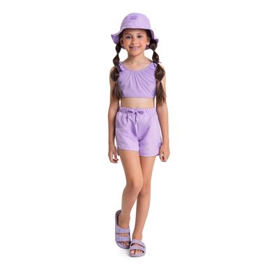 Bucket Infantil Unissex em Microfibra com Estampa Revela na Água (Roxo) Quimby