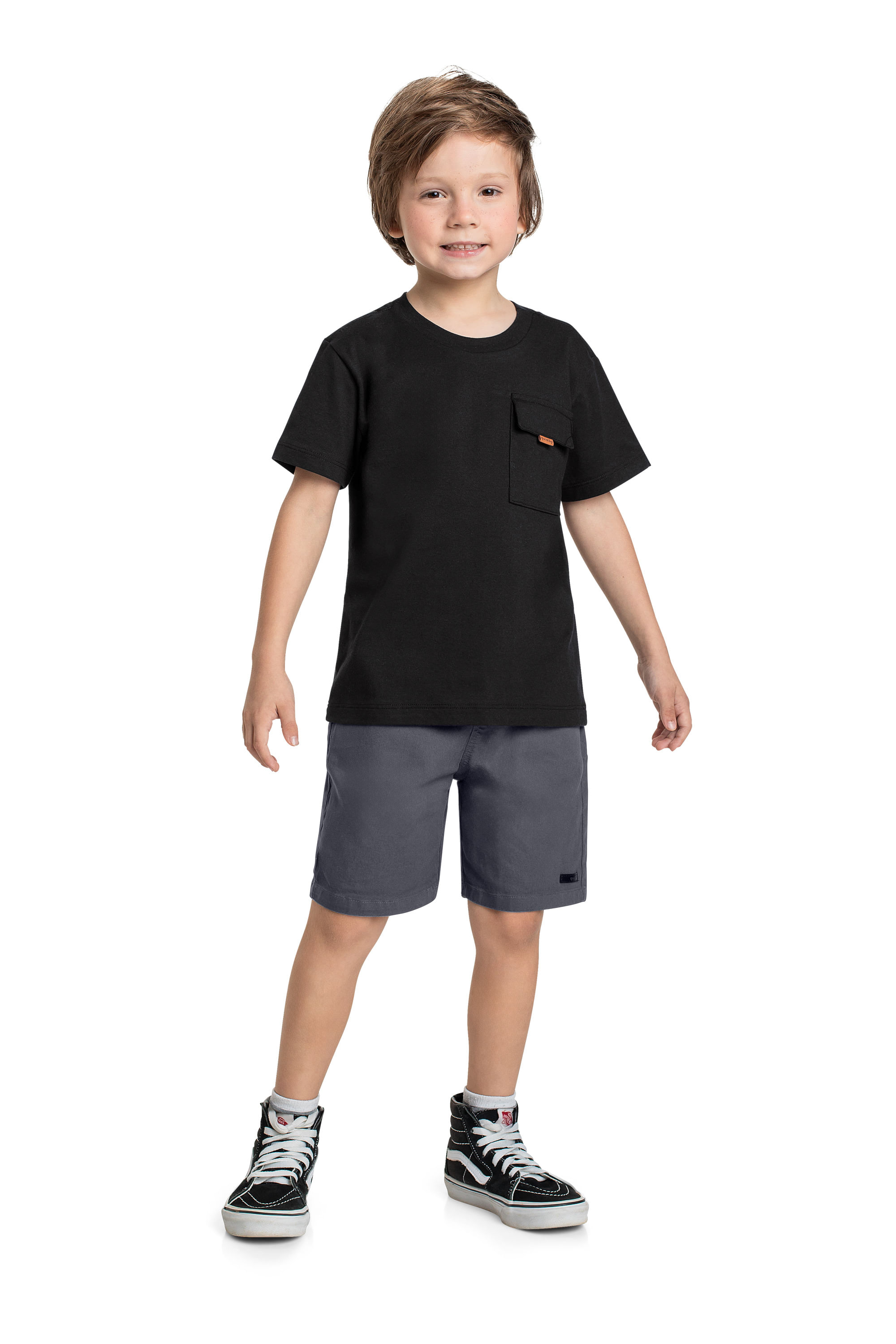 Bermuda Infantil em Sarja para Menino (Cinza) Quimby - Imagem 3