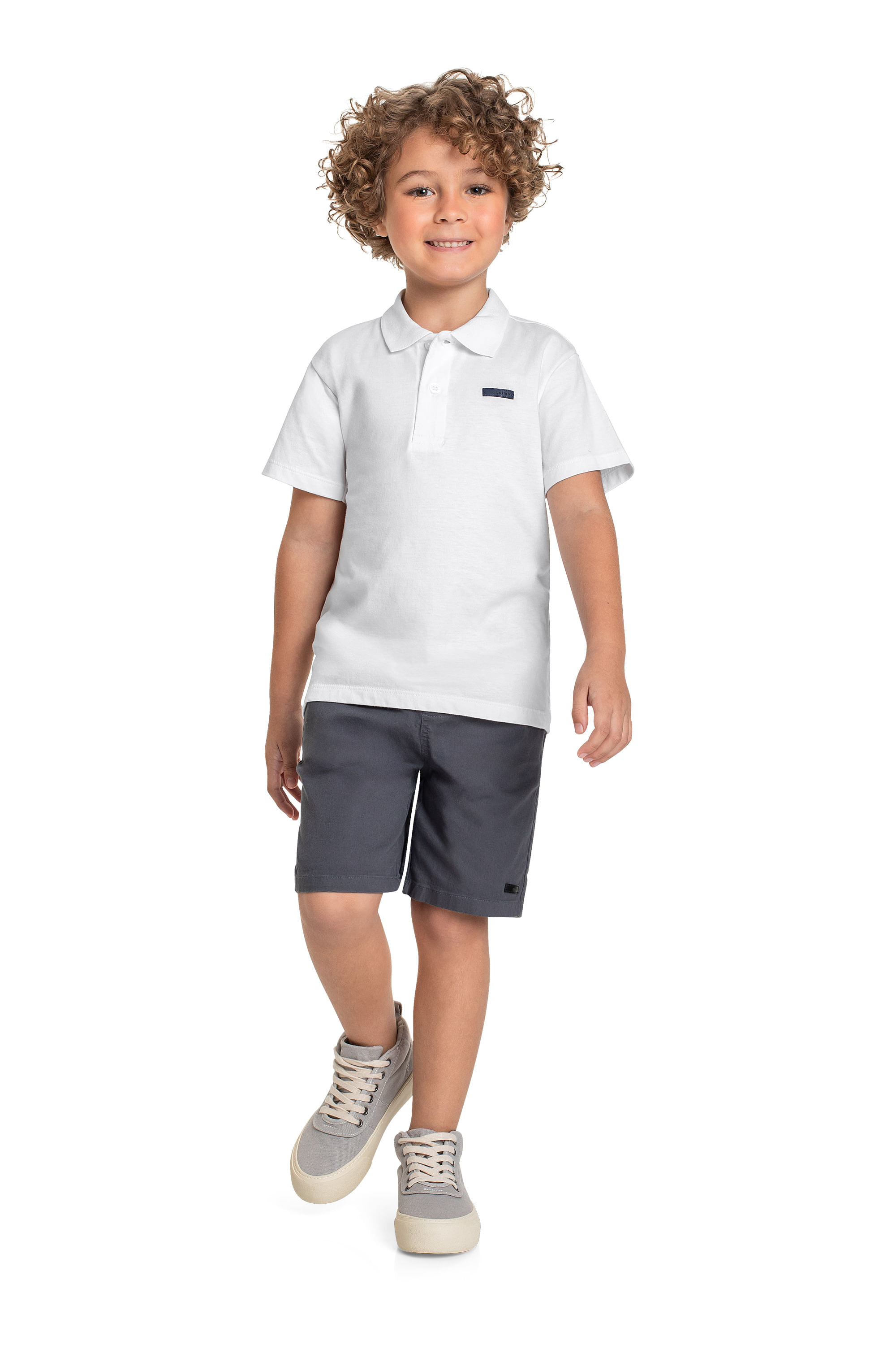 Bermuda Infantil em Sarja para Menino (Cinza) Quimby