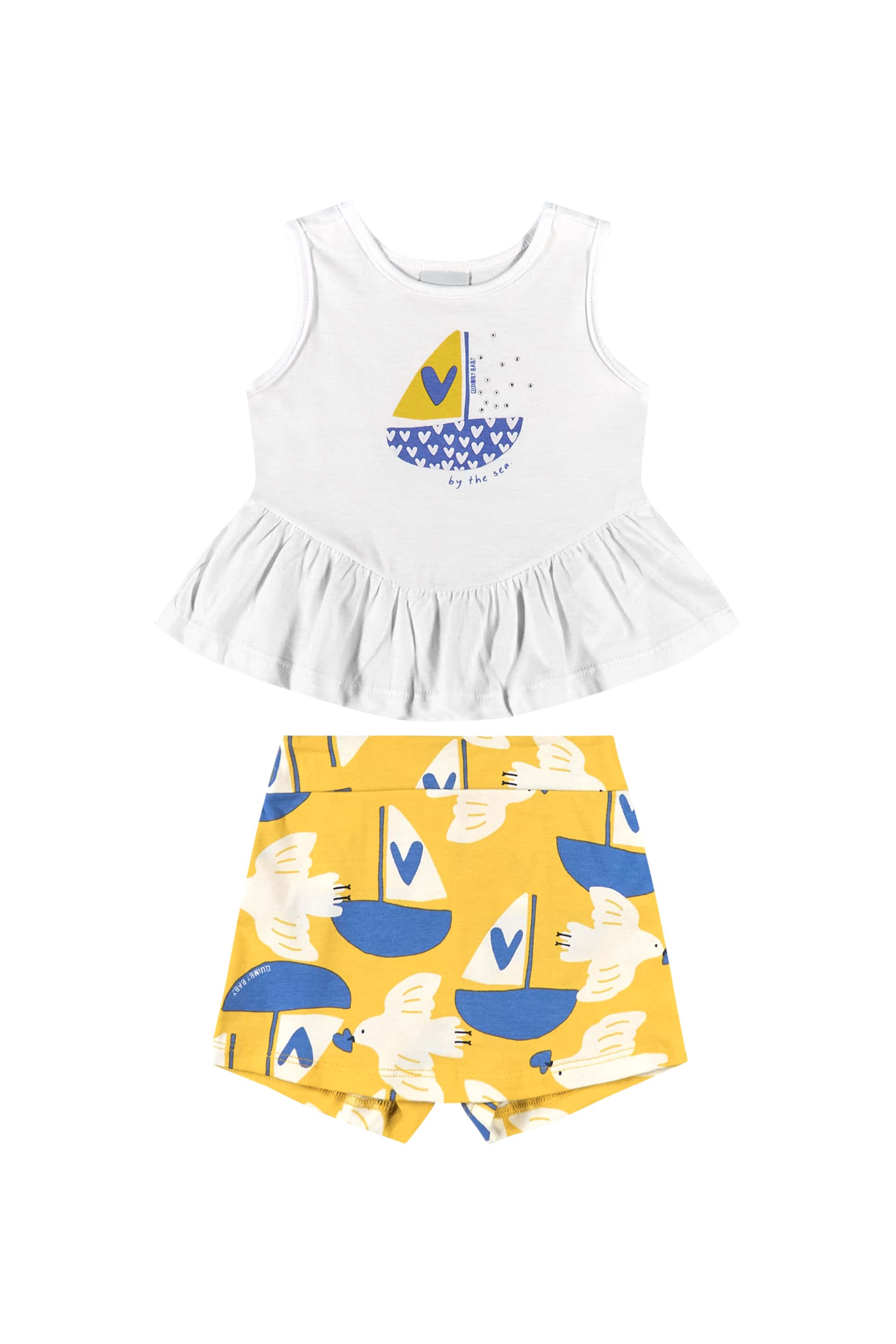 Conjunto com Regata e Short-Saia para Bebê Menina (Branco) Quimby - Imagem 2