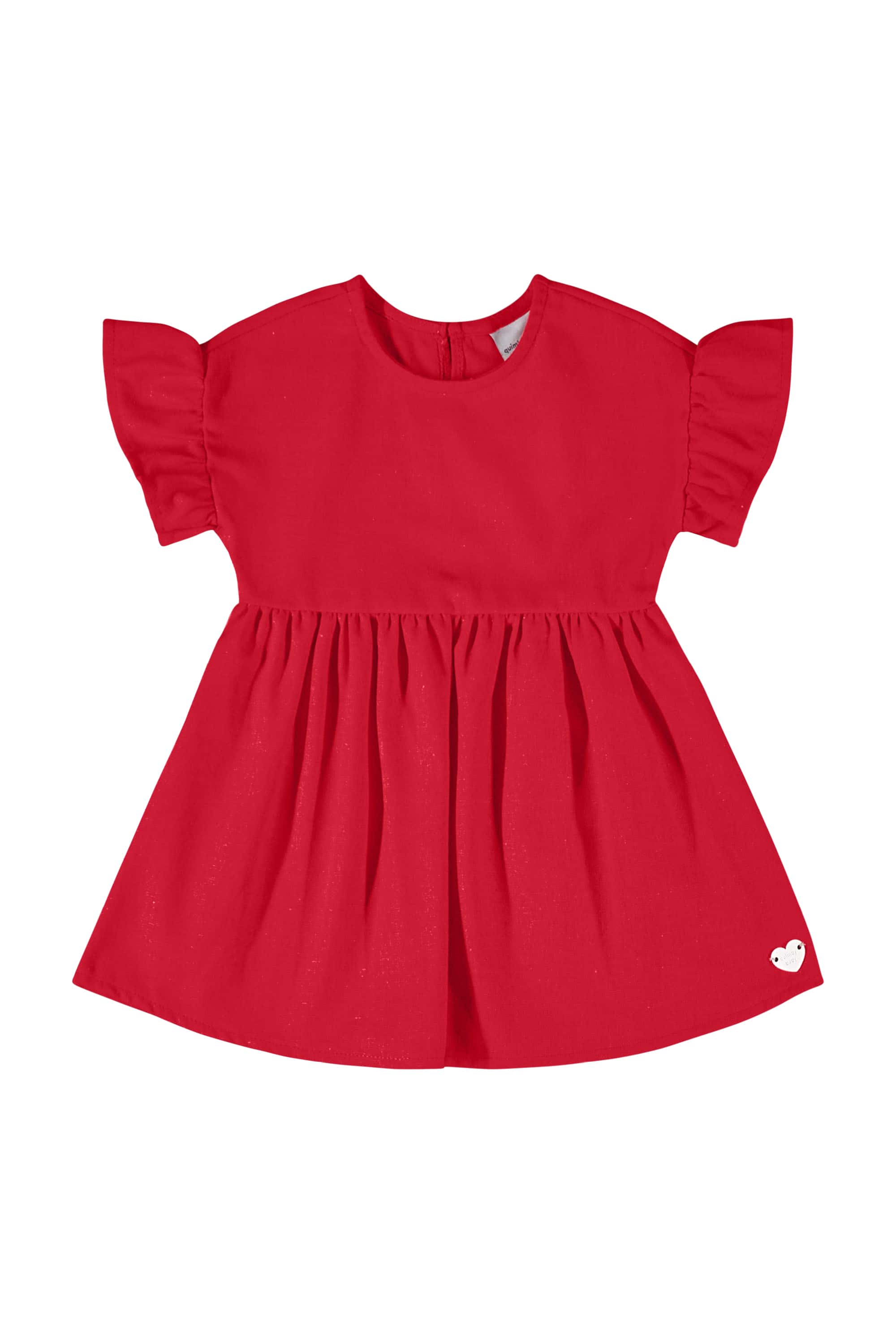 Vestido em Tecido para Bebê Menina (Vermelho) Quimby - Imagem 2