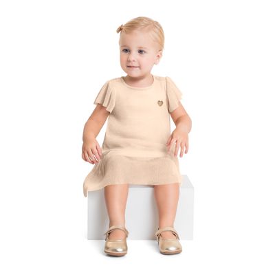 Vestido com Tule para Bebê Menina (Bege) Quimby