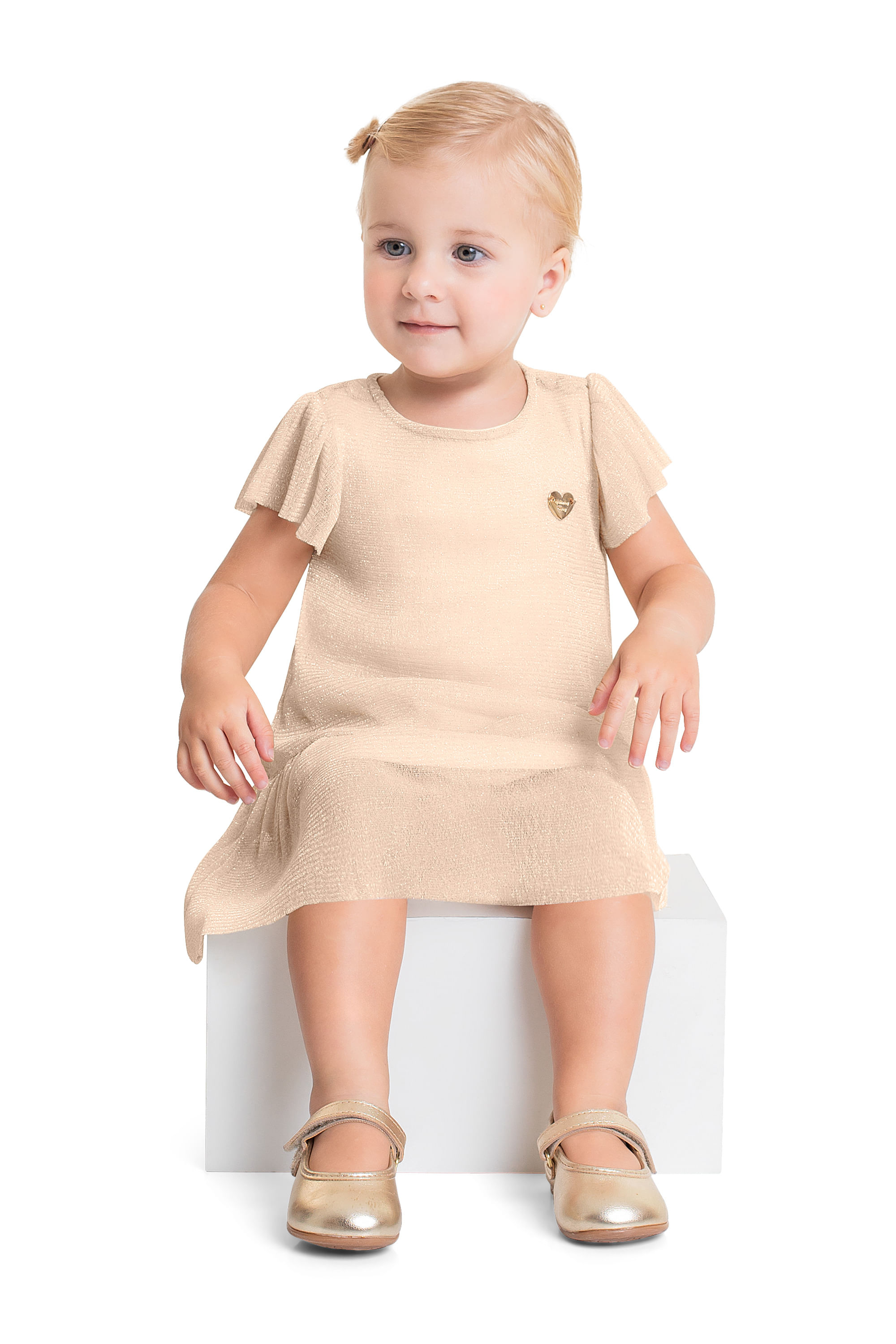 Vestido com Tule para Bebê Menina (Bege) Quimby