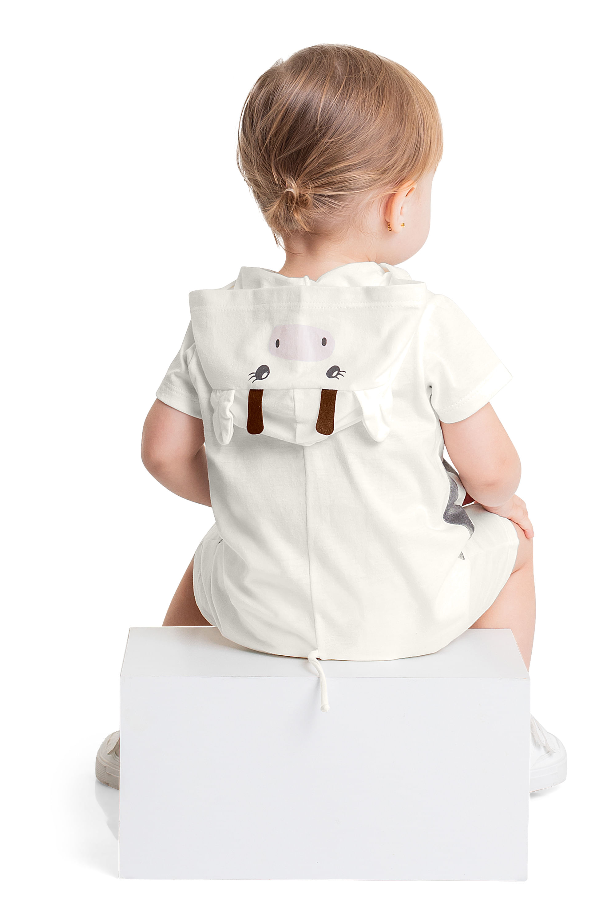 Macaquinho de Vaquinha para Bebê Menina (Off White) Quimby - Imagem 3