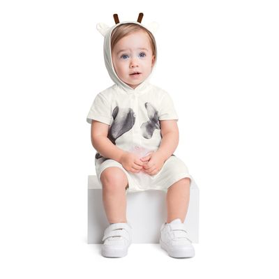 Macaquinho de Vaquinha para Bebê Menina (Off White) Quimby