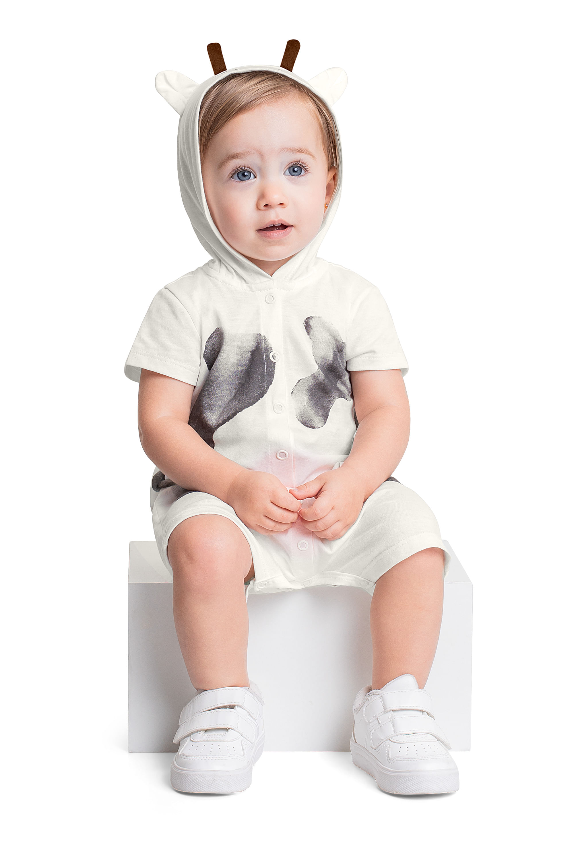 Macaquinho de Vaquinha para Bebê Menina (Off White) Quimby