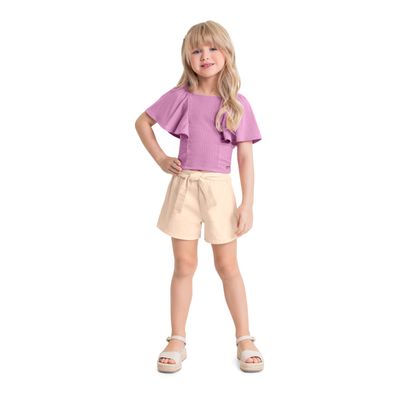 Blusa Infantil em Ribana para Menina (Roxo) Quimby