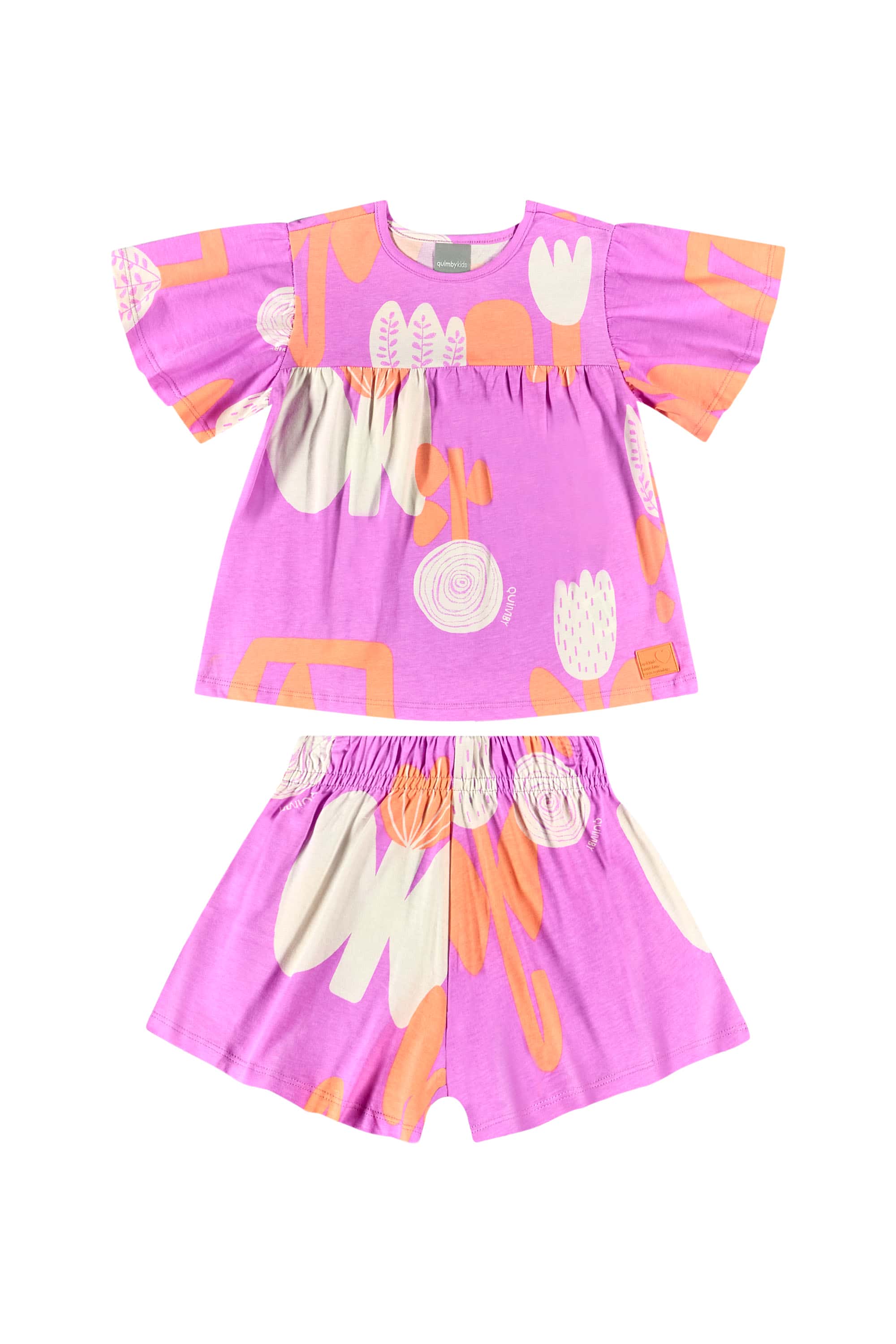 Conjunto com Blusa e Short para Menina (Roxo) Quimby - Imagem 2