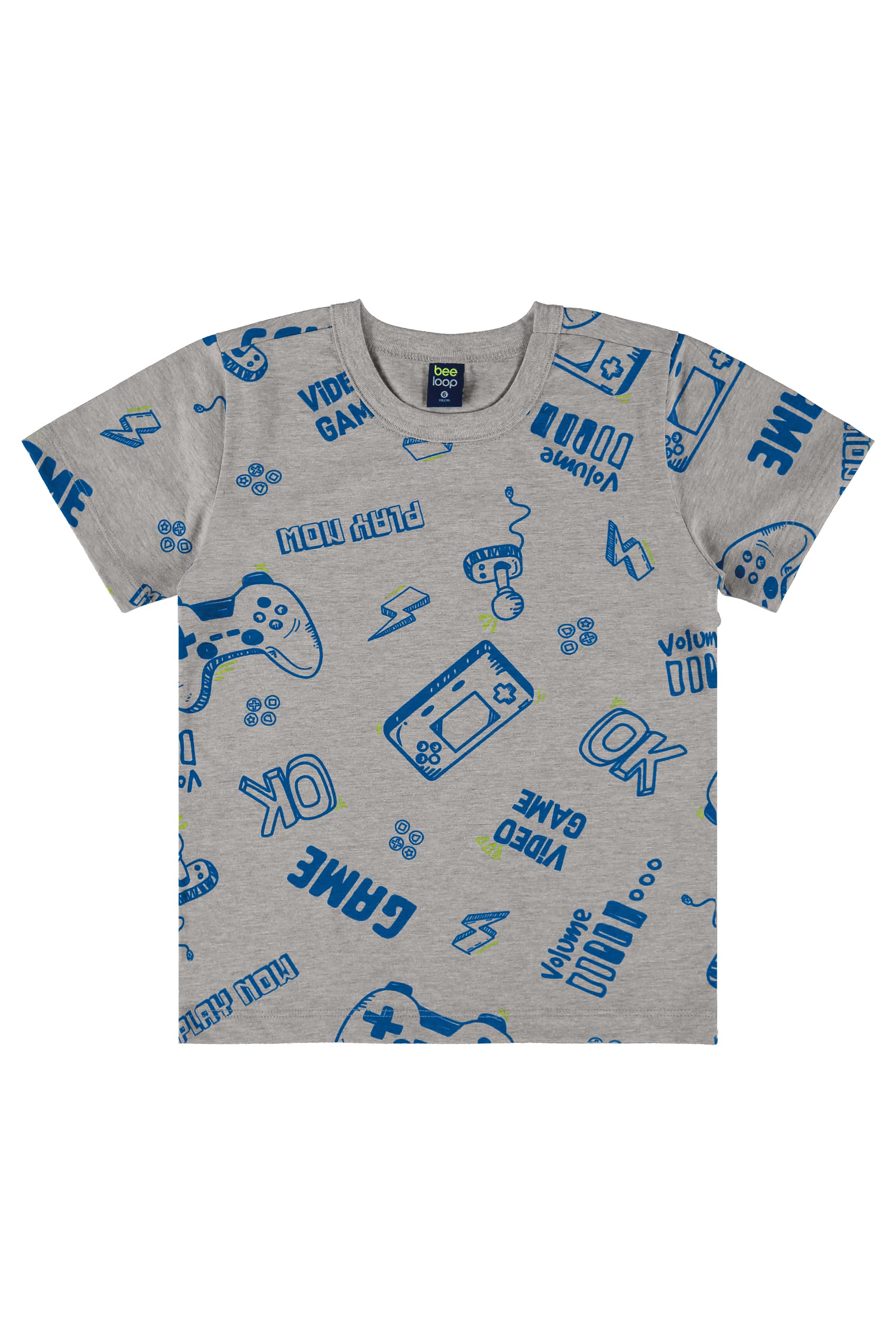 Camiseta Infantil Estampada para Menino (Cinza) Bee Loop