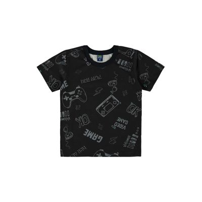 Camiseta Infantil Estampada para Menino (Preto) Bee Loop