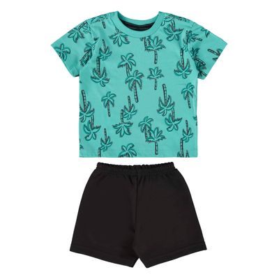 Conjunto com Camiseta e Bermuda para Bebê Menino (Verde) Guloseima
