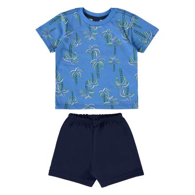 Conjunto com Camiseta e Bermuda para Bebê Menino (Azul) Guloseima