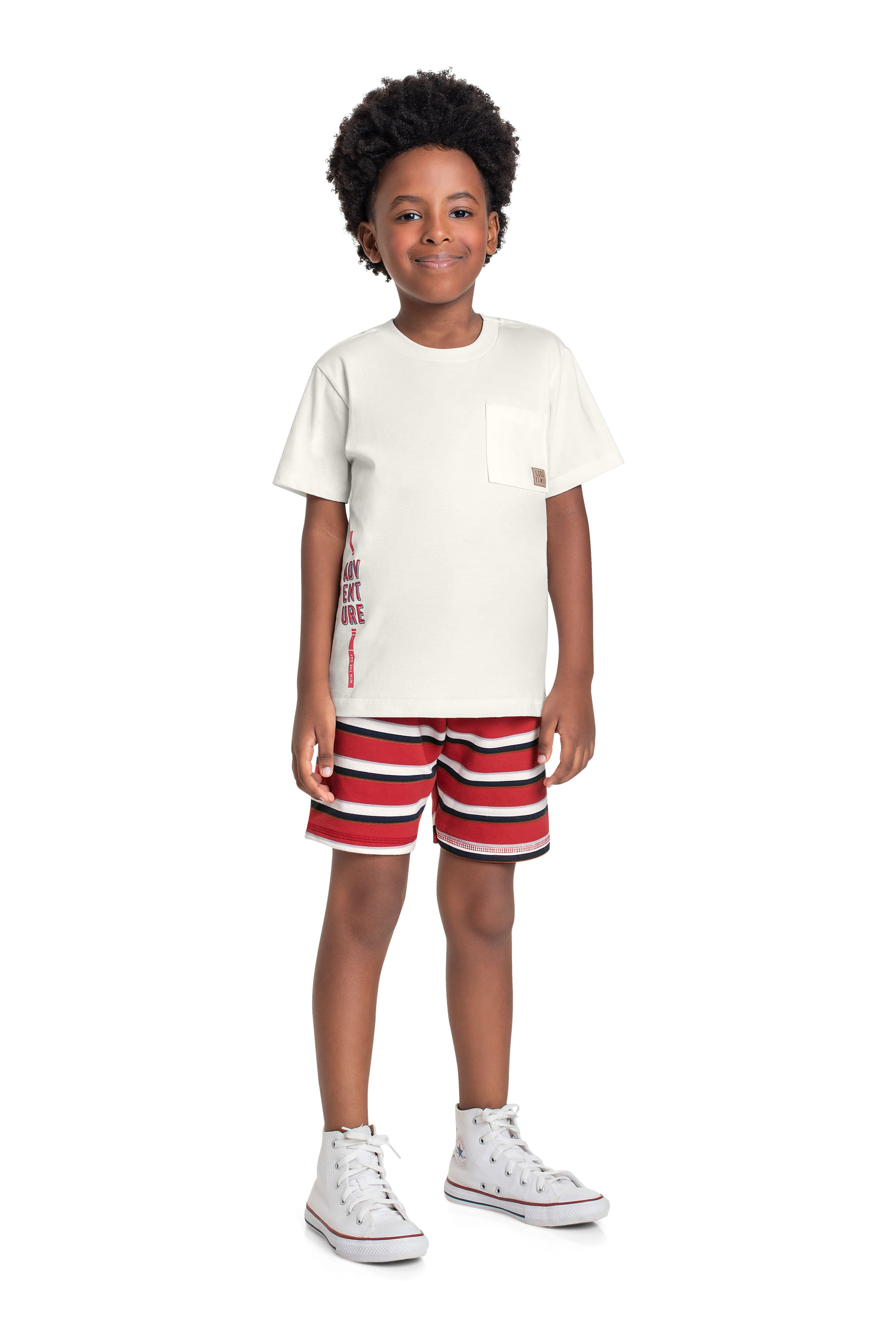 Conjunto com Camiseta e Bermuda para Menino (Off White) Bee Loop