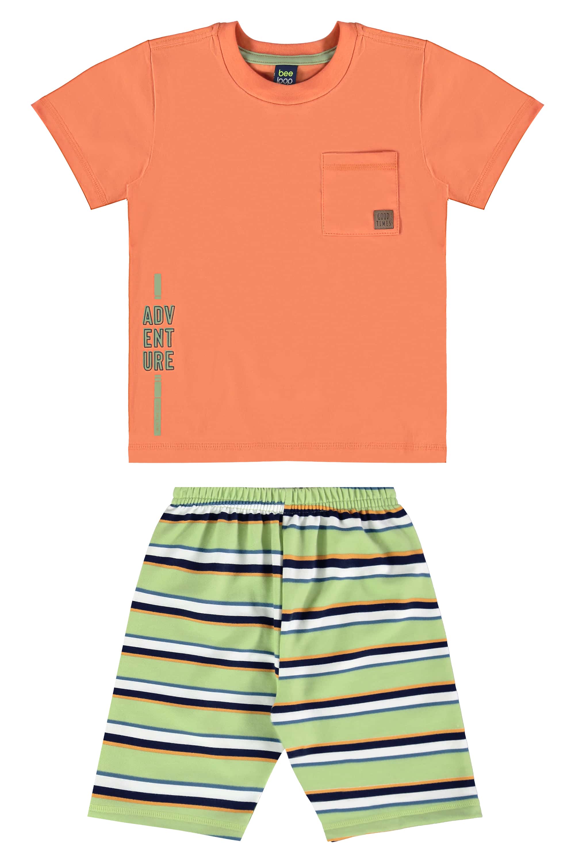 Conjunto com Camiseta e Bermuda para Menino (Laranja) Bee Loop