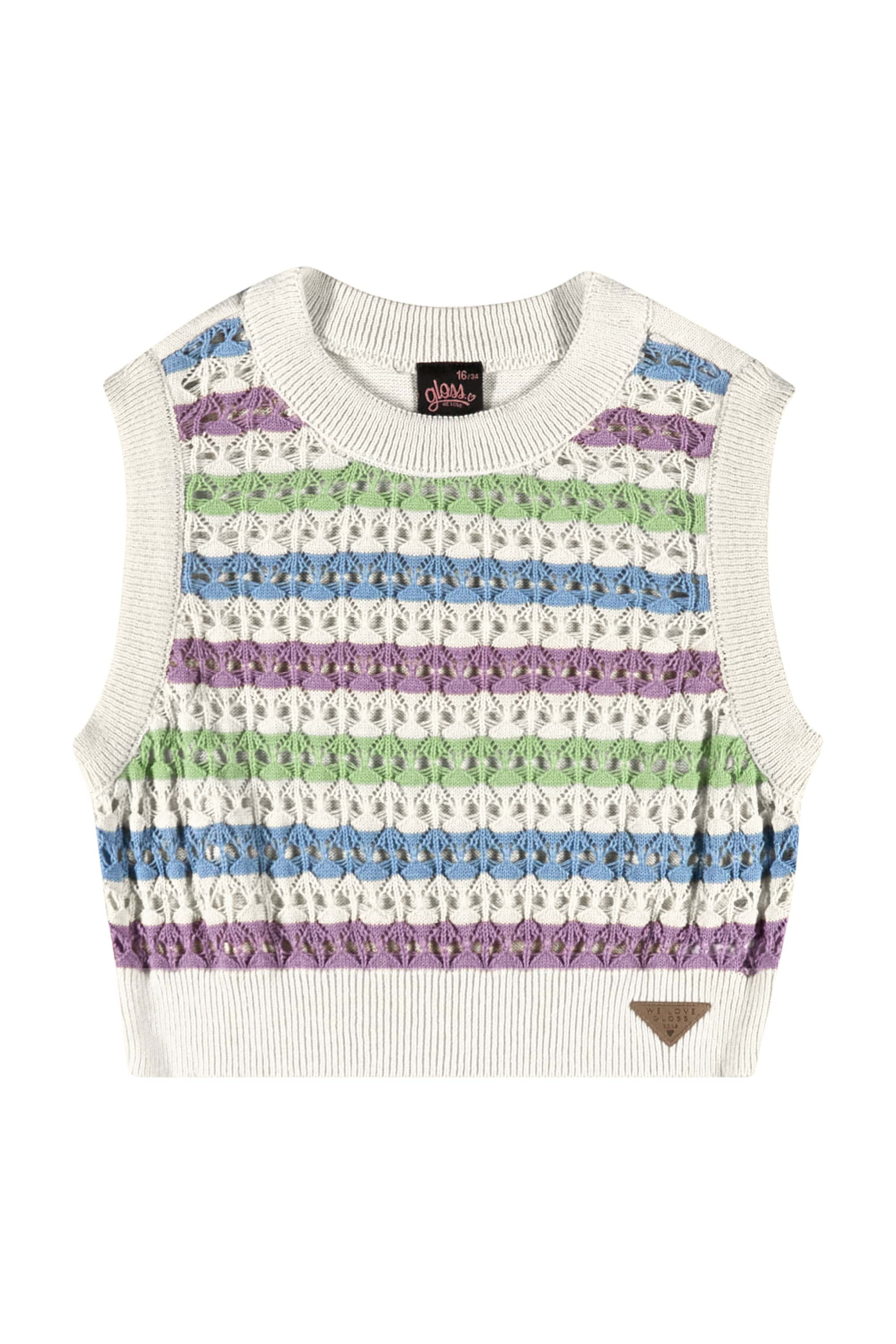 Regata Cropped Juvenil em Tricô (Bege) Gloss - Imagem 2