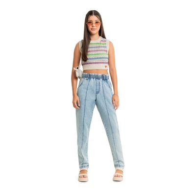 Regata Cropped Juvenil em Tricô (Bege) Gloss