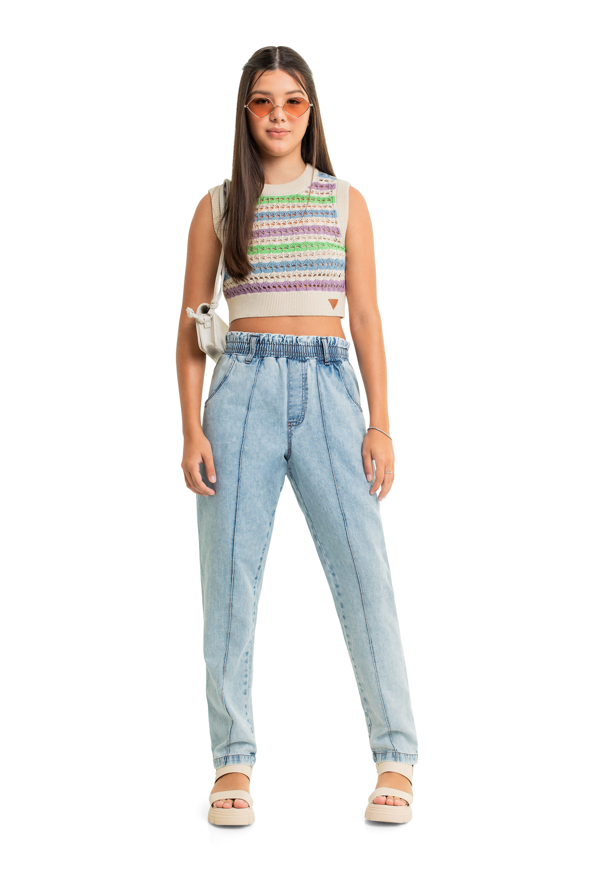 Regata Cropped Juvenil em Tricô (Bege) Gloss - Imagem 4
