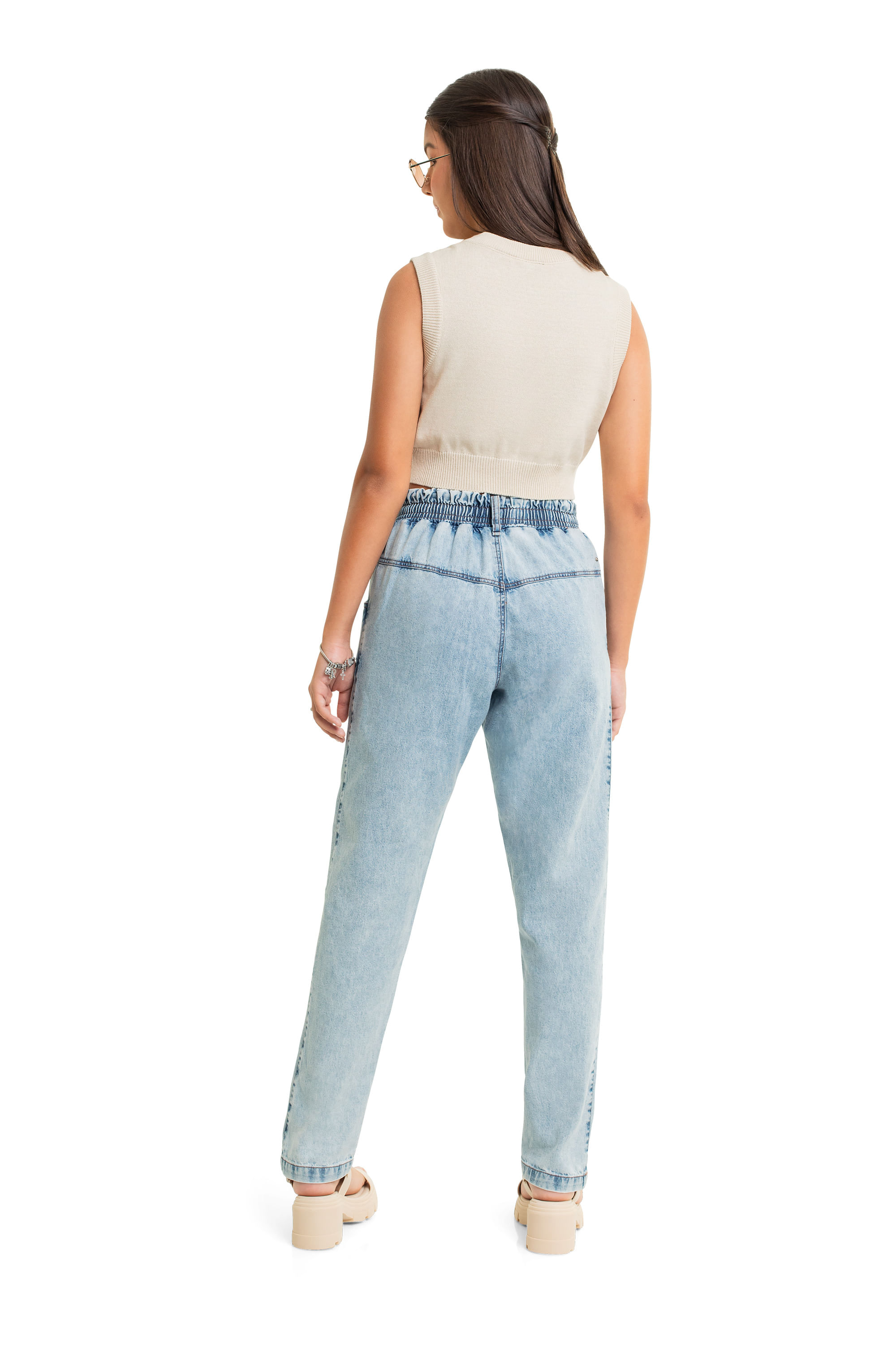 Regata Cropped Juvenil em Tricô (Bege) Gloss - Imagem 15