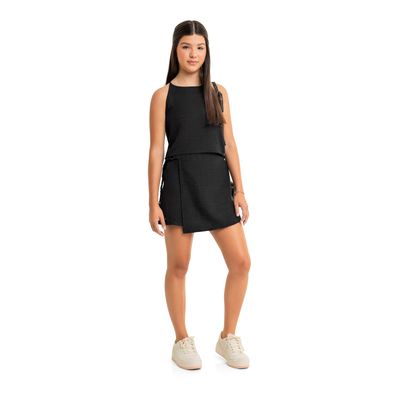 Short-Saia Juvenil em Tecido (Preto) Gloss