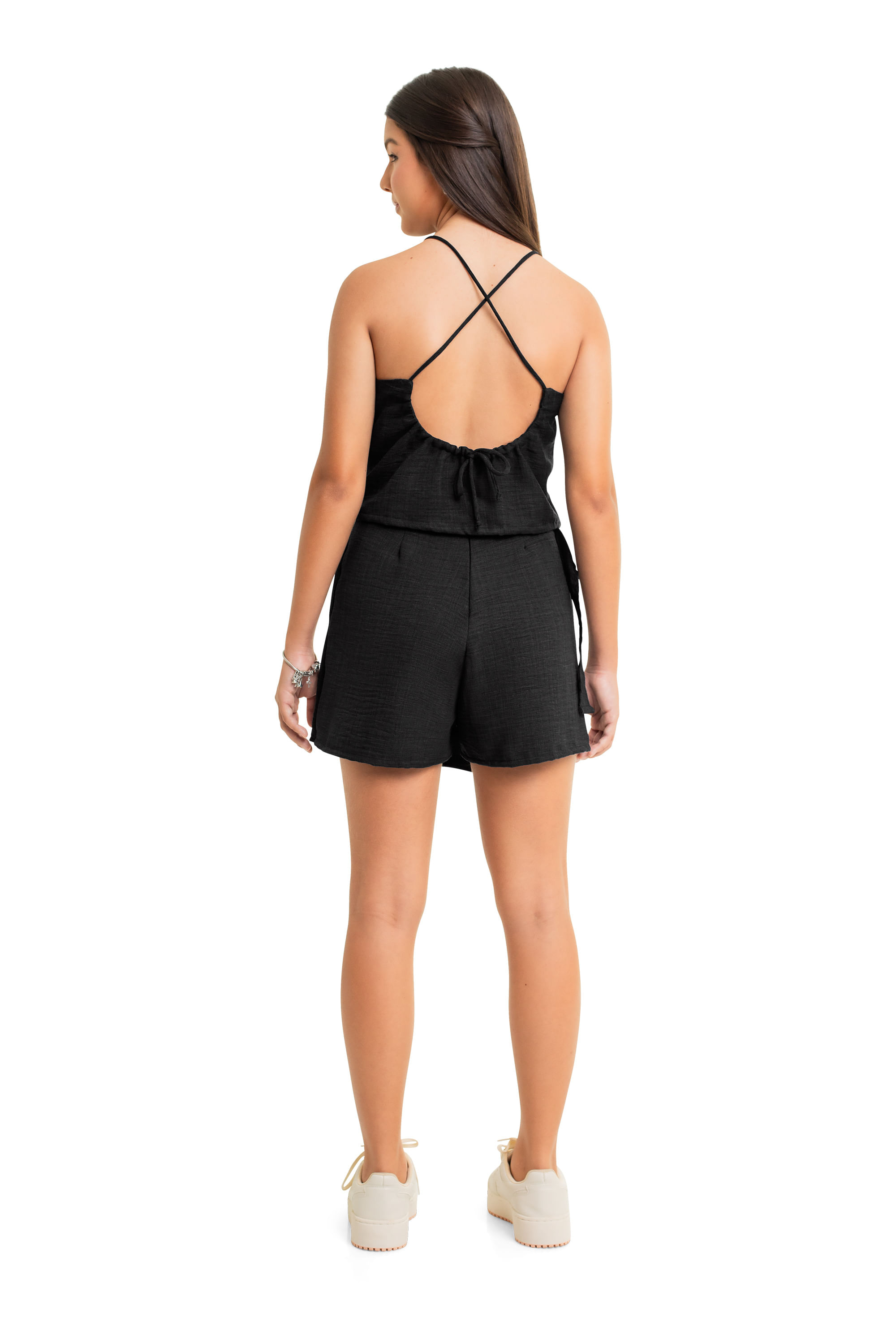 Short-Saia Juvenil em Tecido (Preto) Gloss - Imagem 15