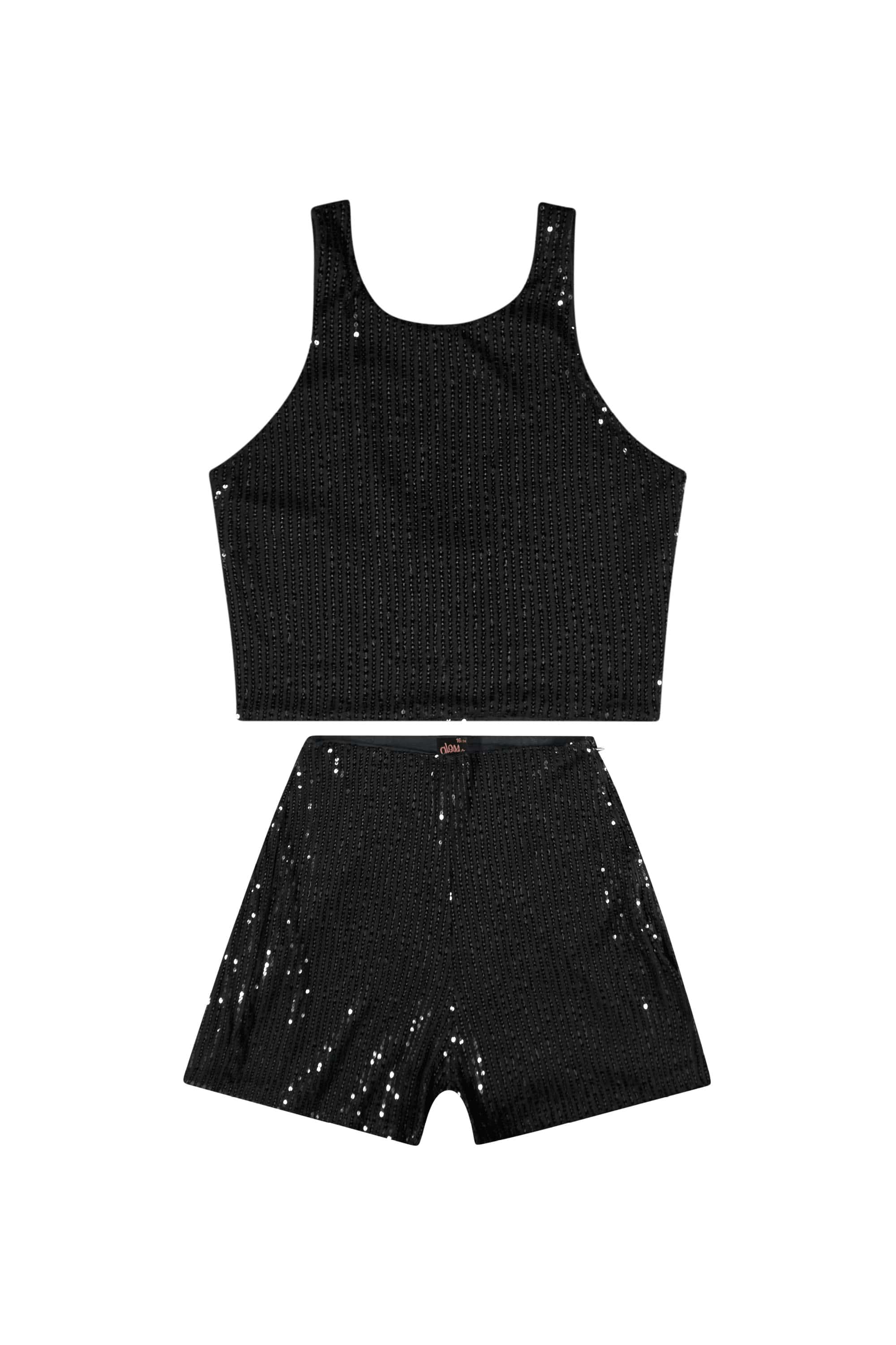 Conjunto Juvenil de Paetê com Top Cropped e Short (Preto) Gloss - Imagem 6