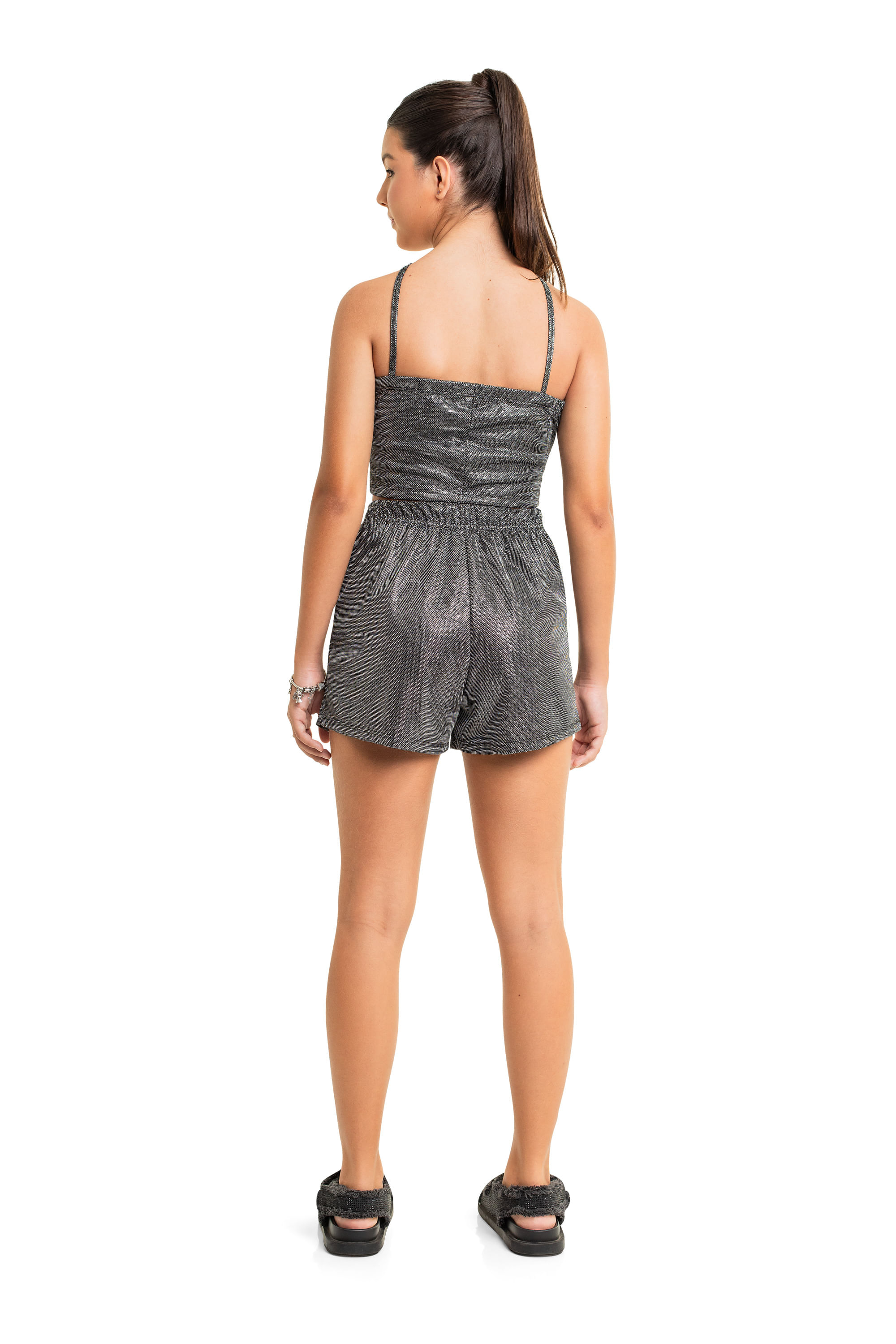 Conjunto com Top e Short Juvenil com Brilho (Prata) Gloss - Imagem 26