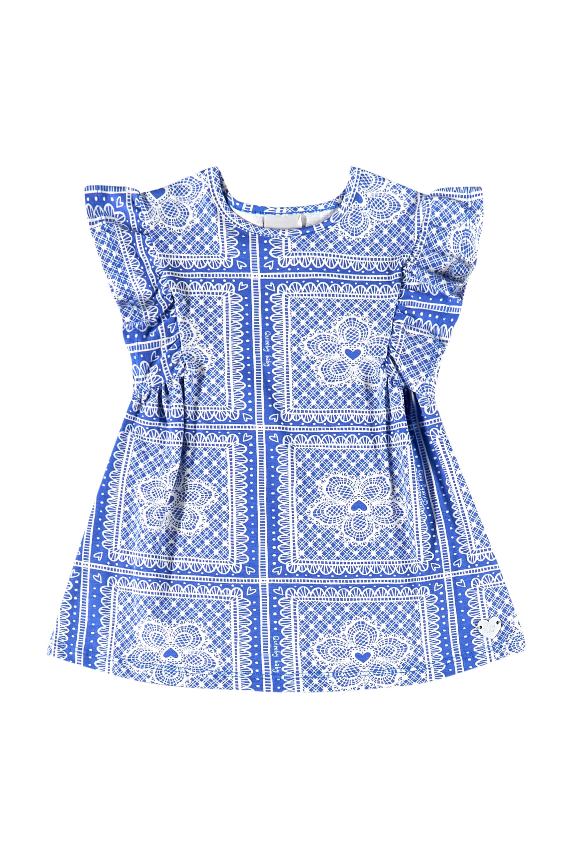 Vestido Estampado para Bebê Menina (Azul) Quimby - Imagem 2