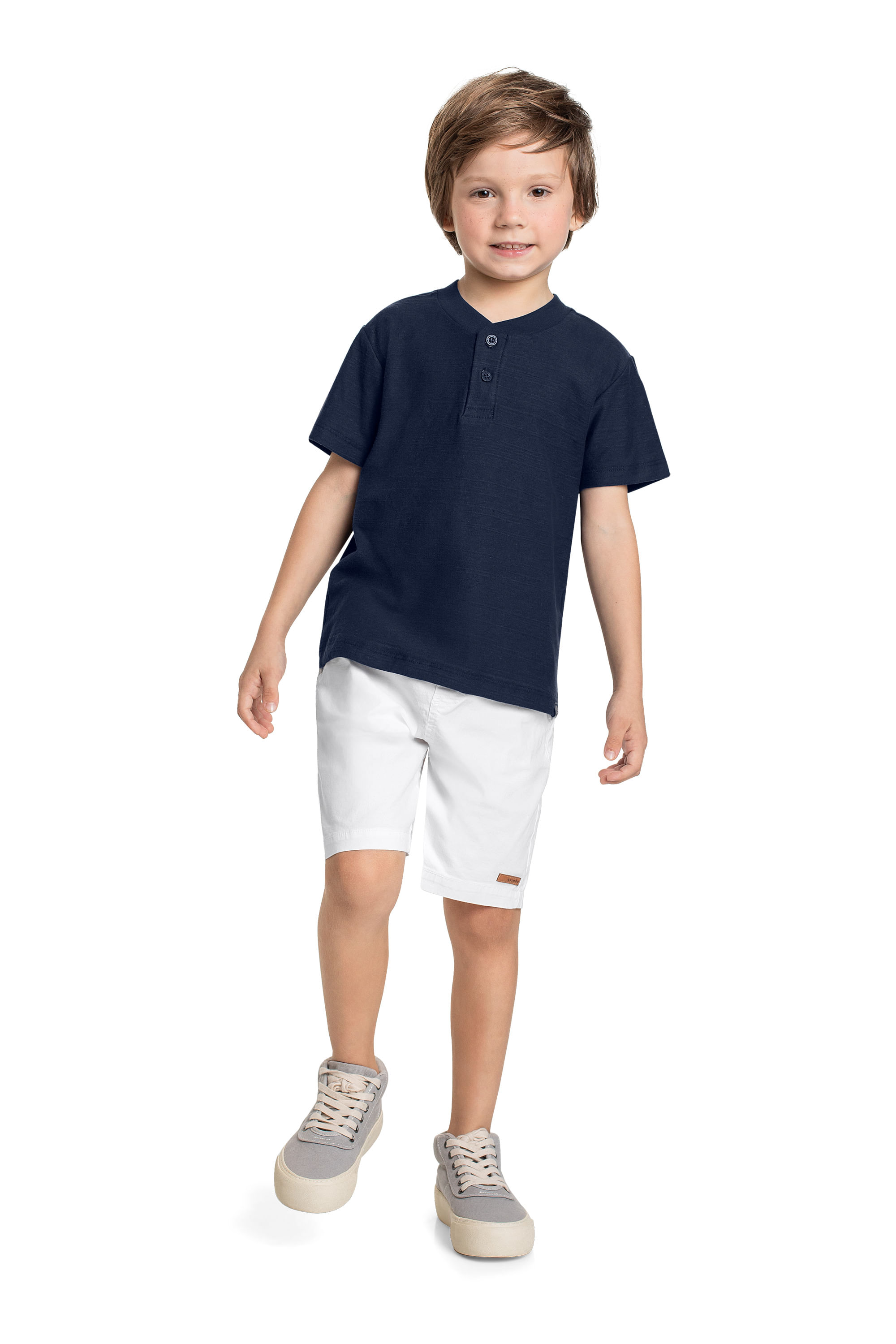 Bermuda Infantil em Sarja para Menino (Branco) Quimby