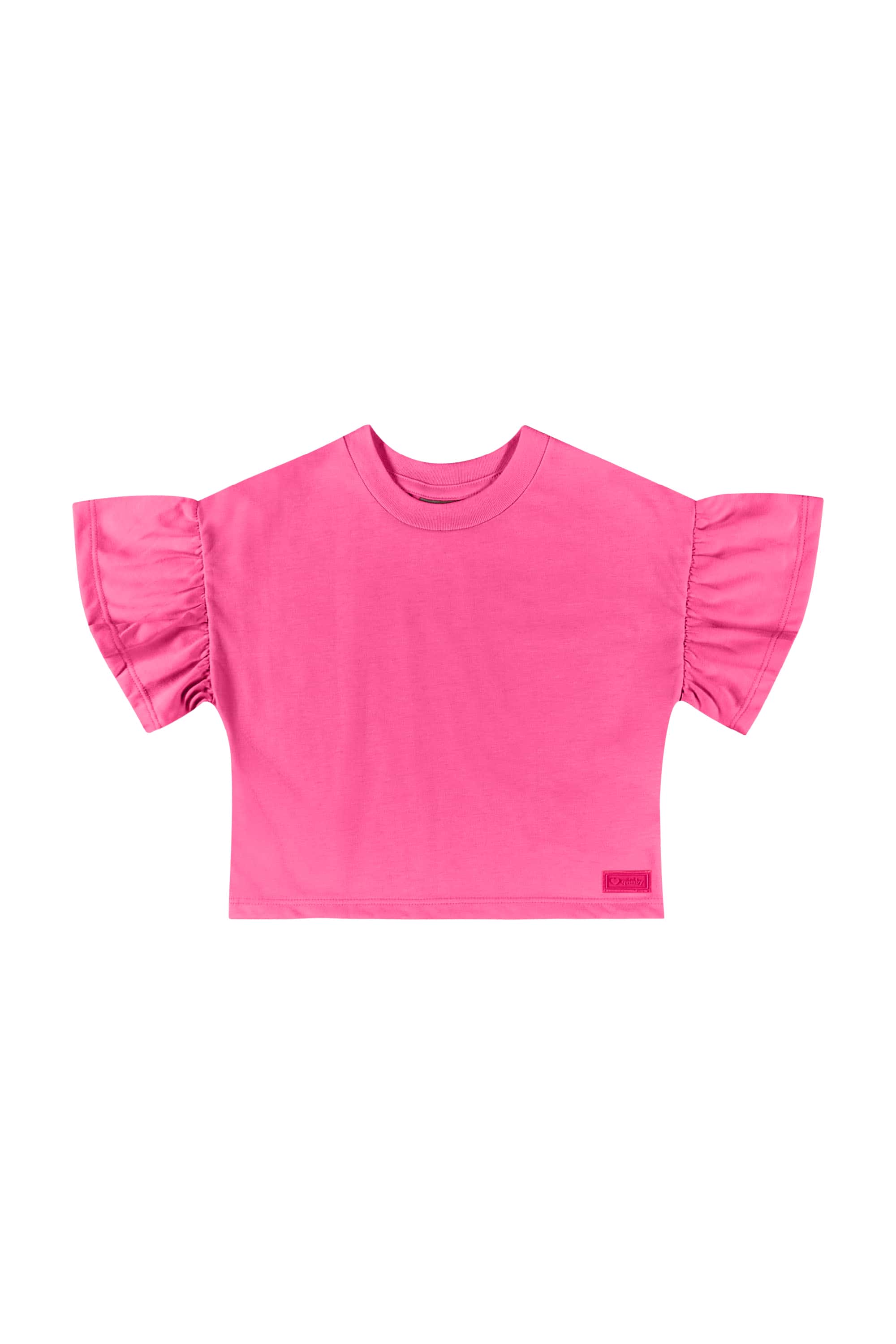 Cropped Básico Infantil Feminino (Rosa Neon) Quimby